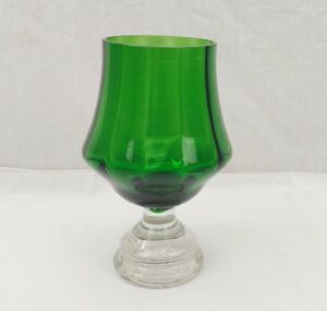 c1950’s Scandinavian Green Glass Bubble Foot Vase