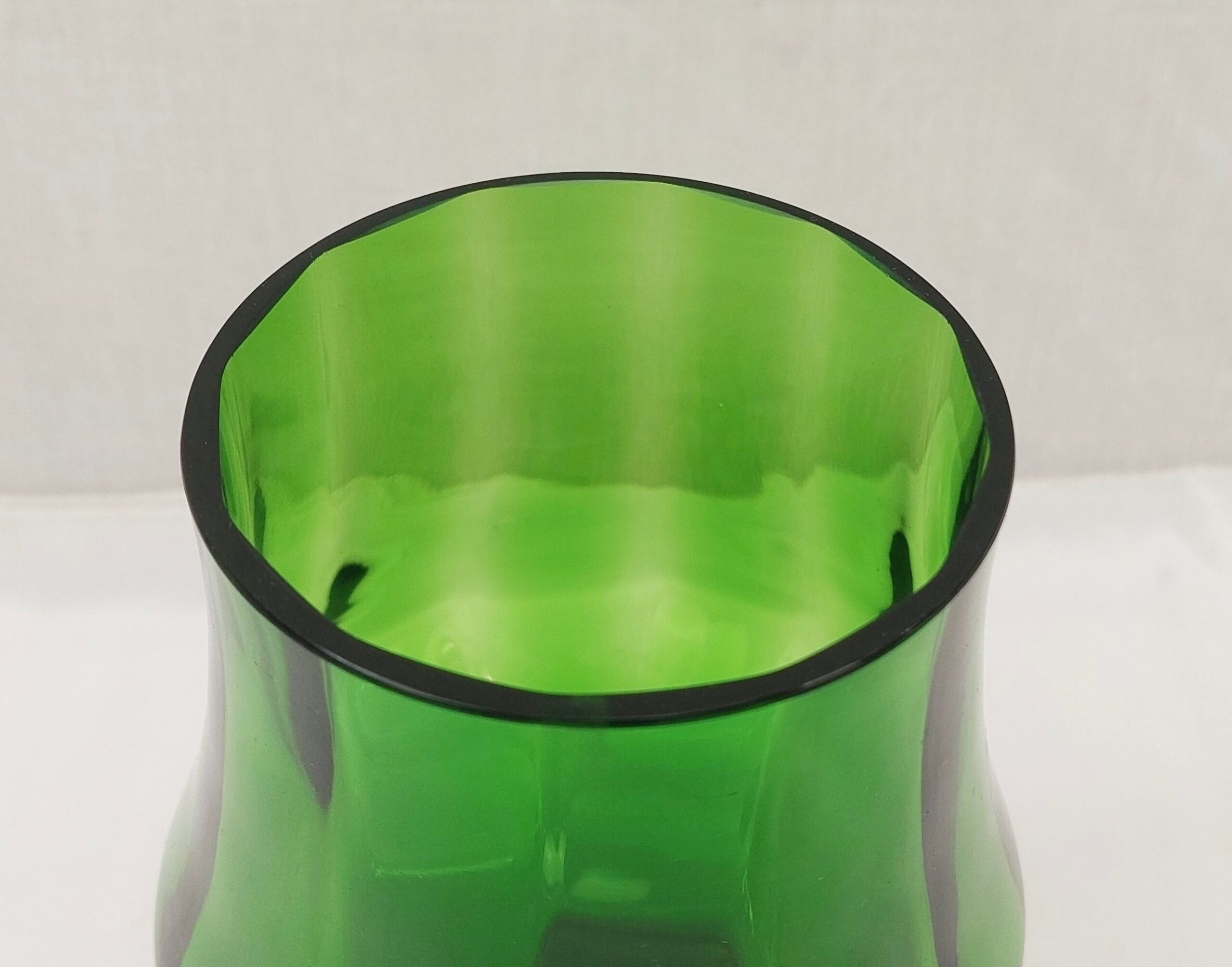 c1950’s Scandinavian Green Glass Bubble Foot Vase - Image 2