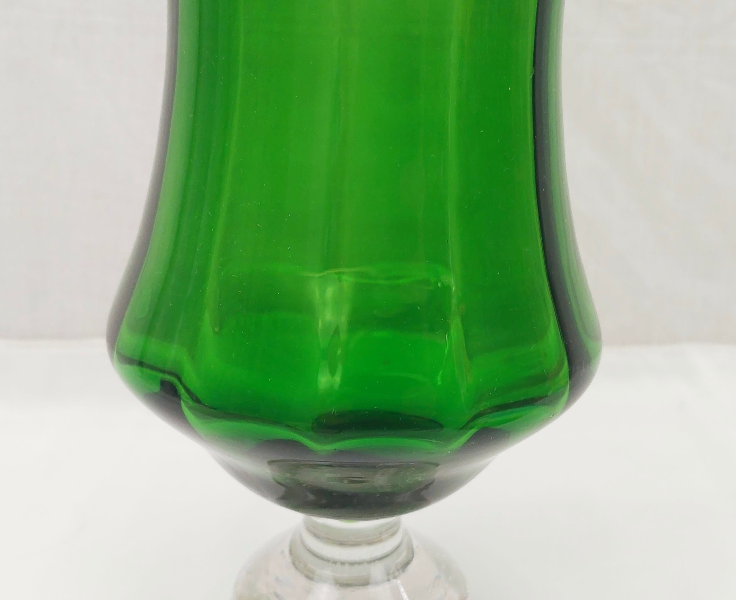c1950’s Scandinavian Green Glass Bubble Foot Vase - Image 3