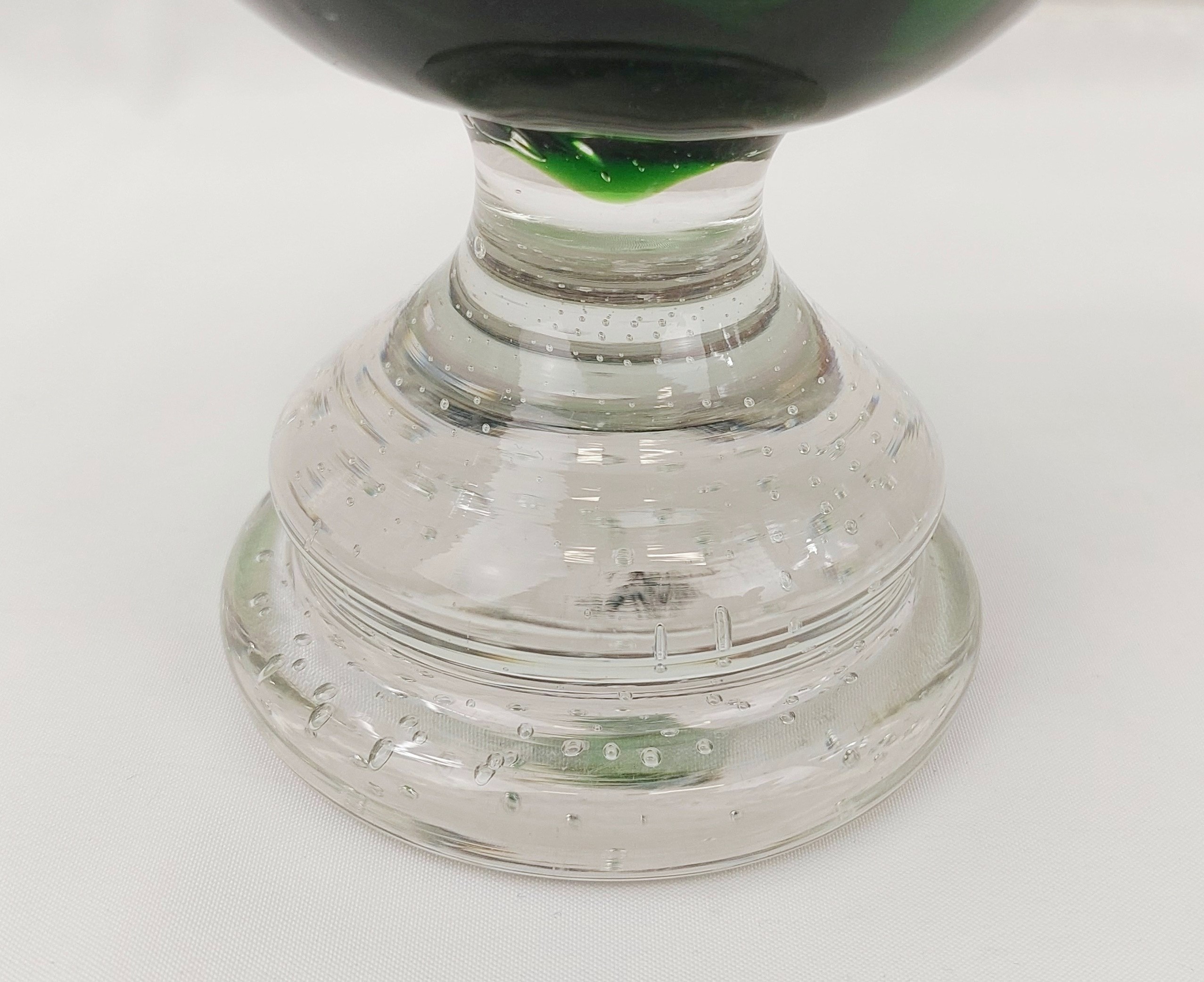 c1950’s Scandinavian Green Glass Bubble Foot Vase - Image 4