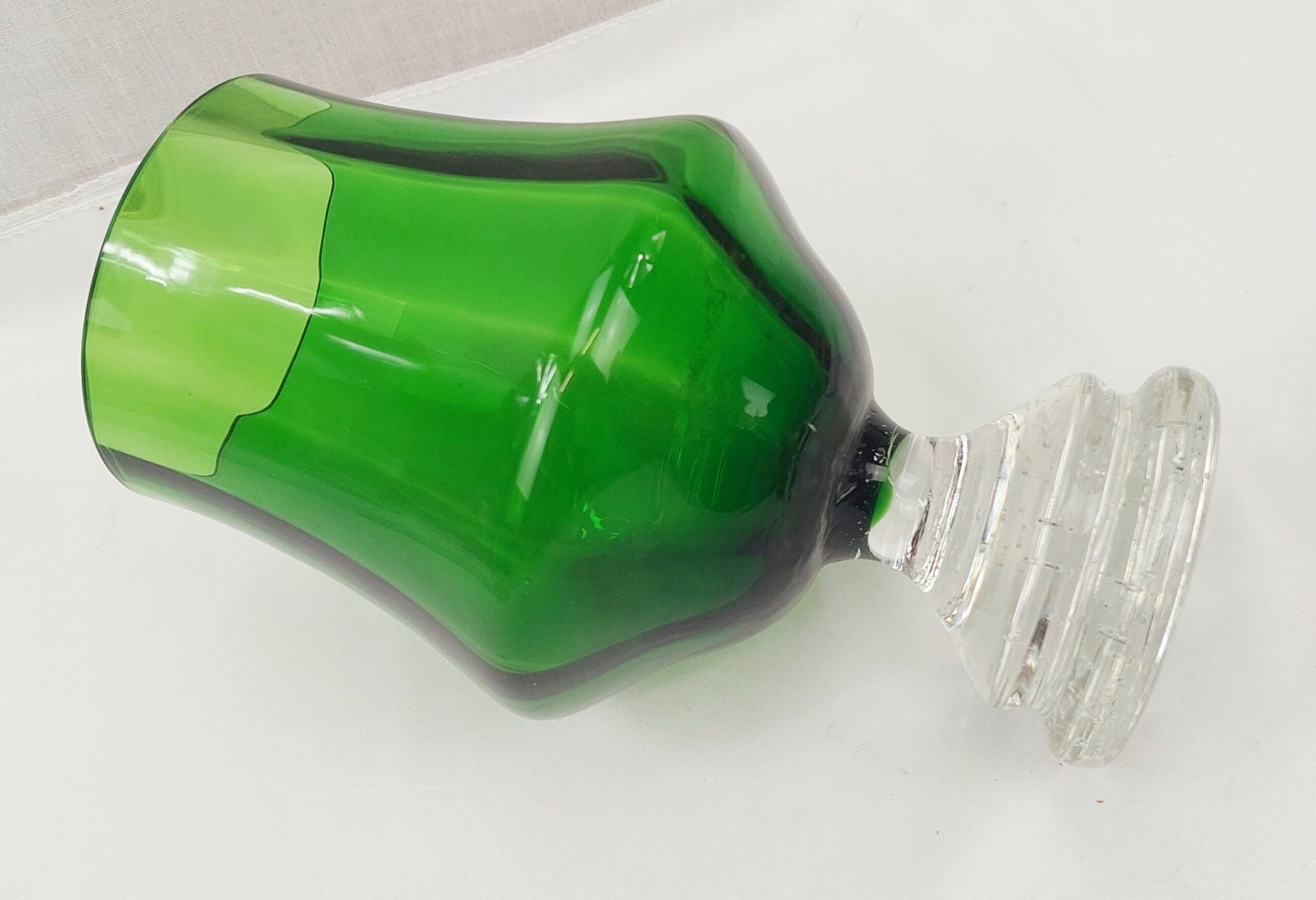 c1950’s Scandinavian Green Glass Bubble Foot Vase - Image 5