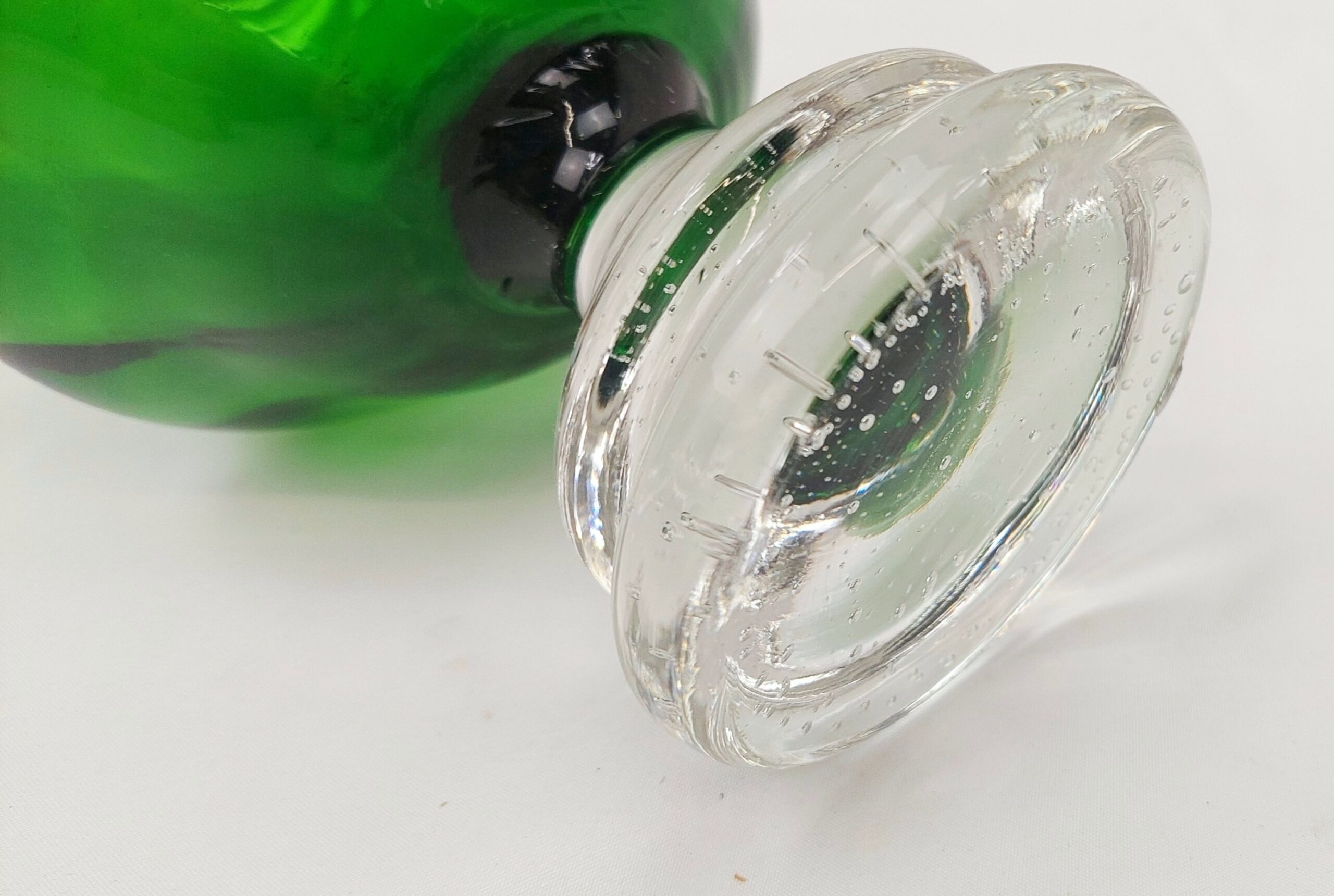 c1950’s Scandinavian Green Glass Bubble Foot Vase - Image 6
