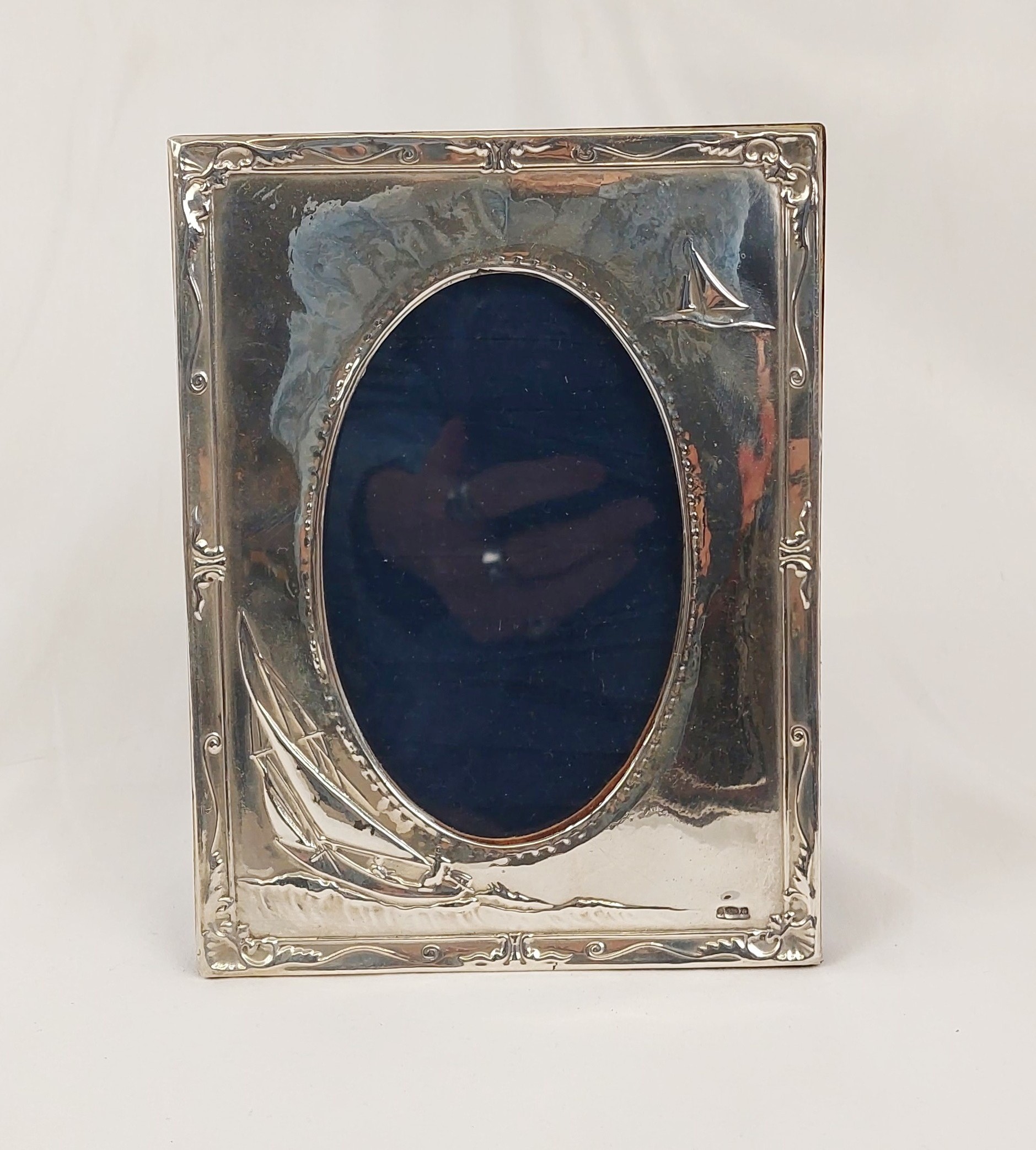 Modern Silver Photograph Frame With Sailing Yachts