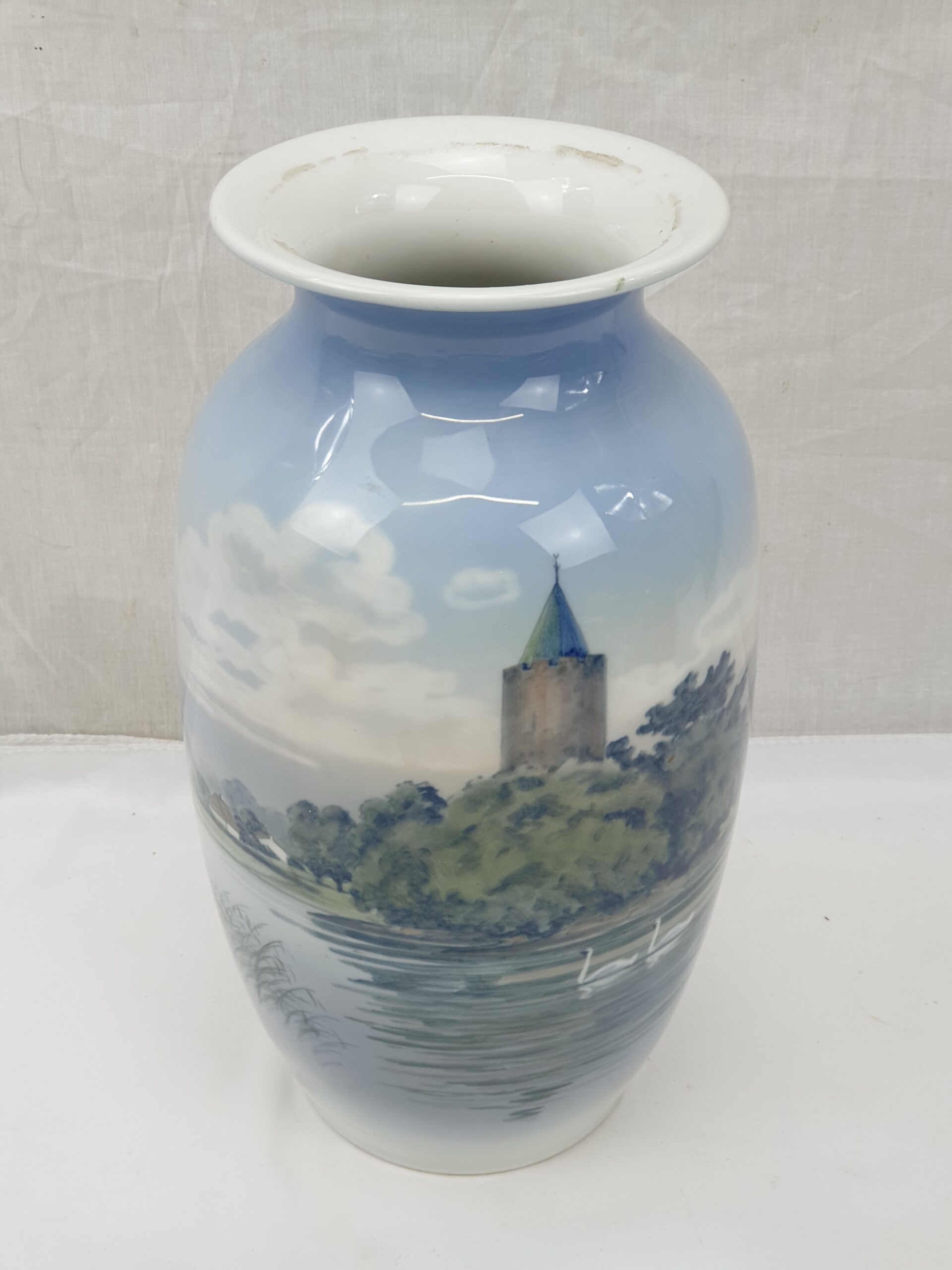 Royal Copenhagen Ceramic Vase Of A Church Scene - Image 2