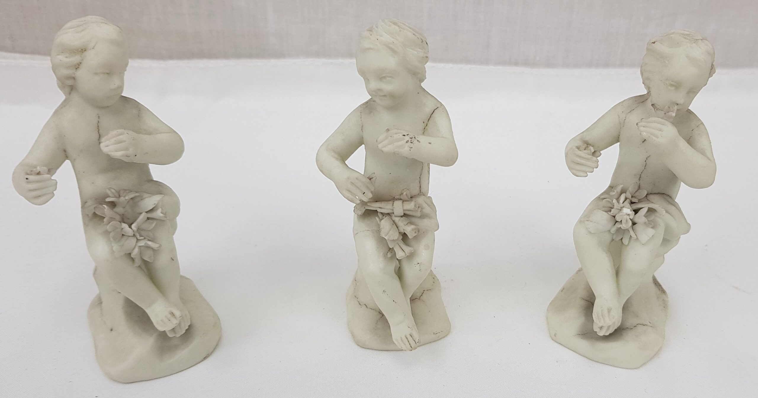 Trio Of 1840's Bisque Porcelain Continental Putties