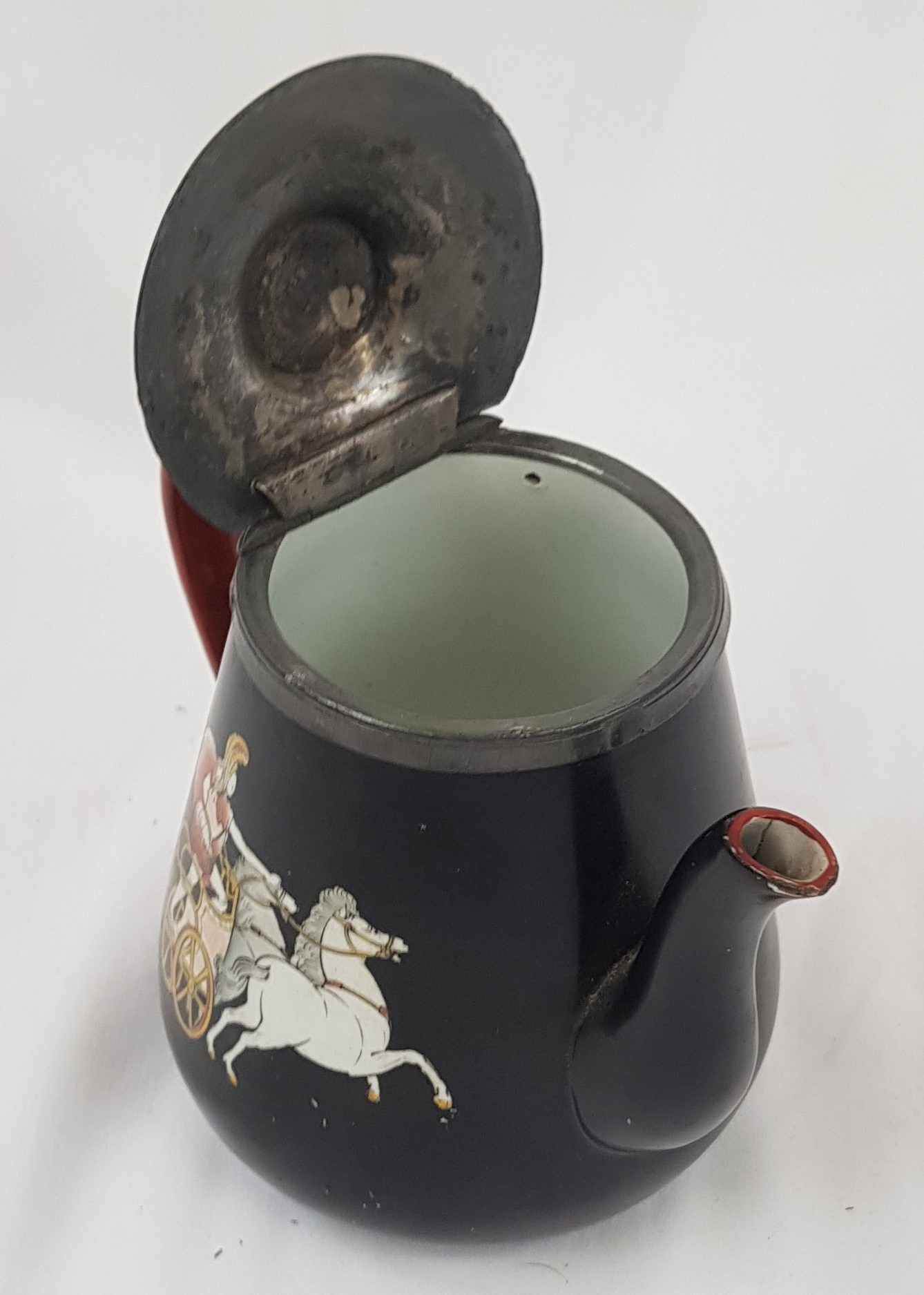 c1850 Prattware Teapot With Greek Chariot Design - Image 4