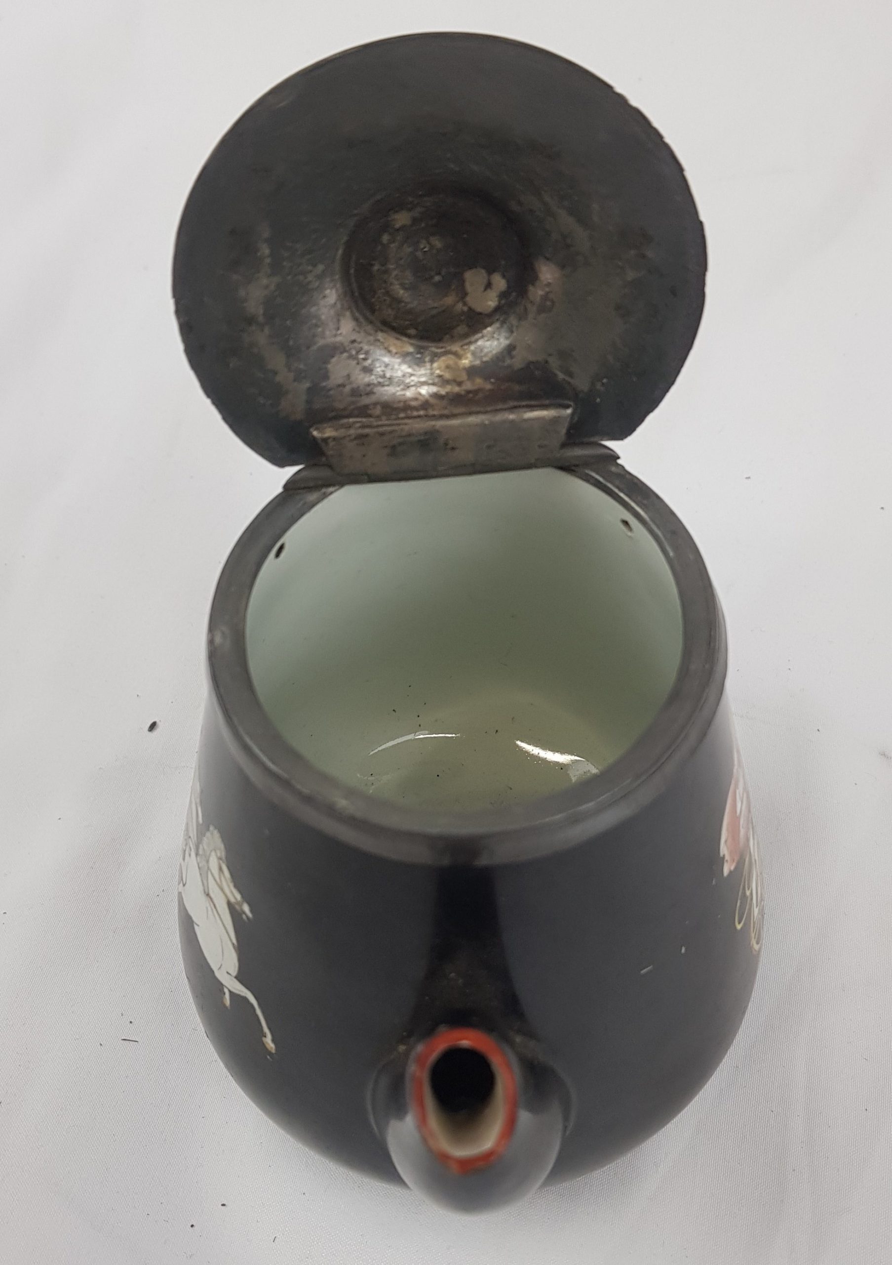 c1850 Prattware Teapot With Greek Chariot Design - Image 3