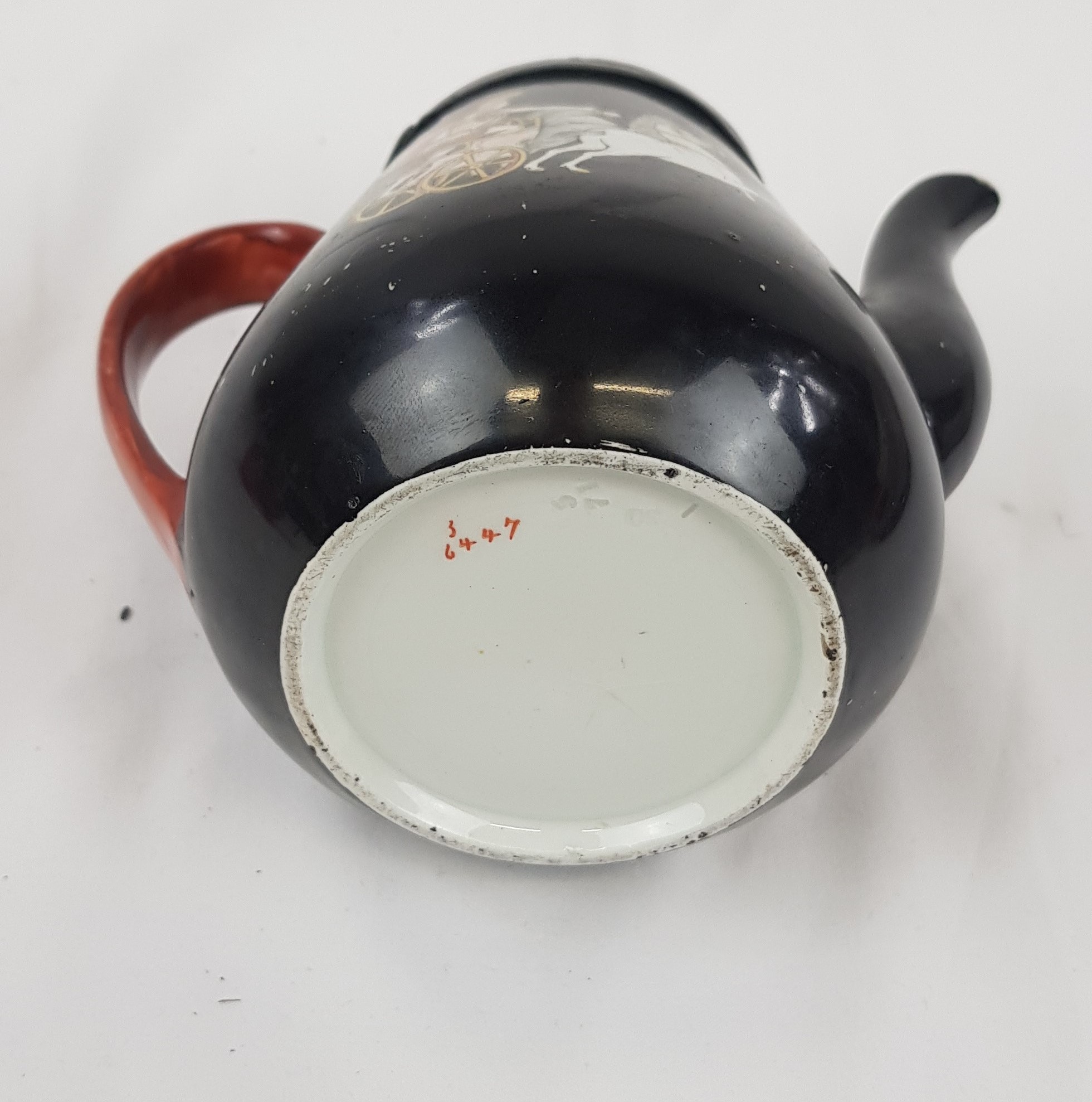 c1850 Prattware Teapot With Greek Chariot Design - Image 5