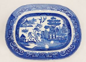 1890s Ridgeway Semi-Porcelain Willow Pattern Meat Dish