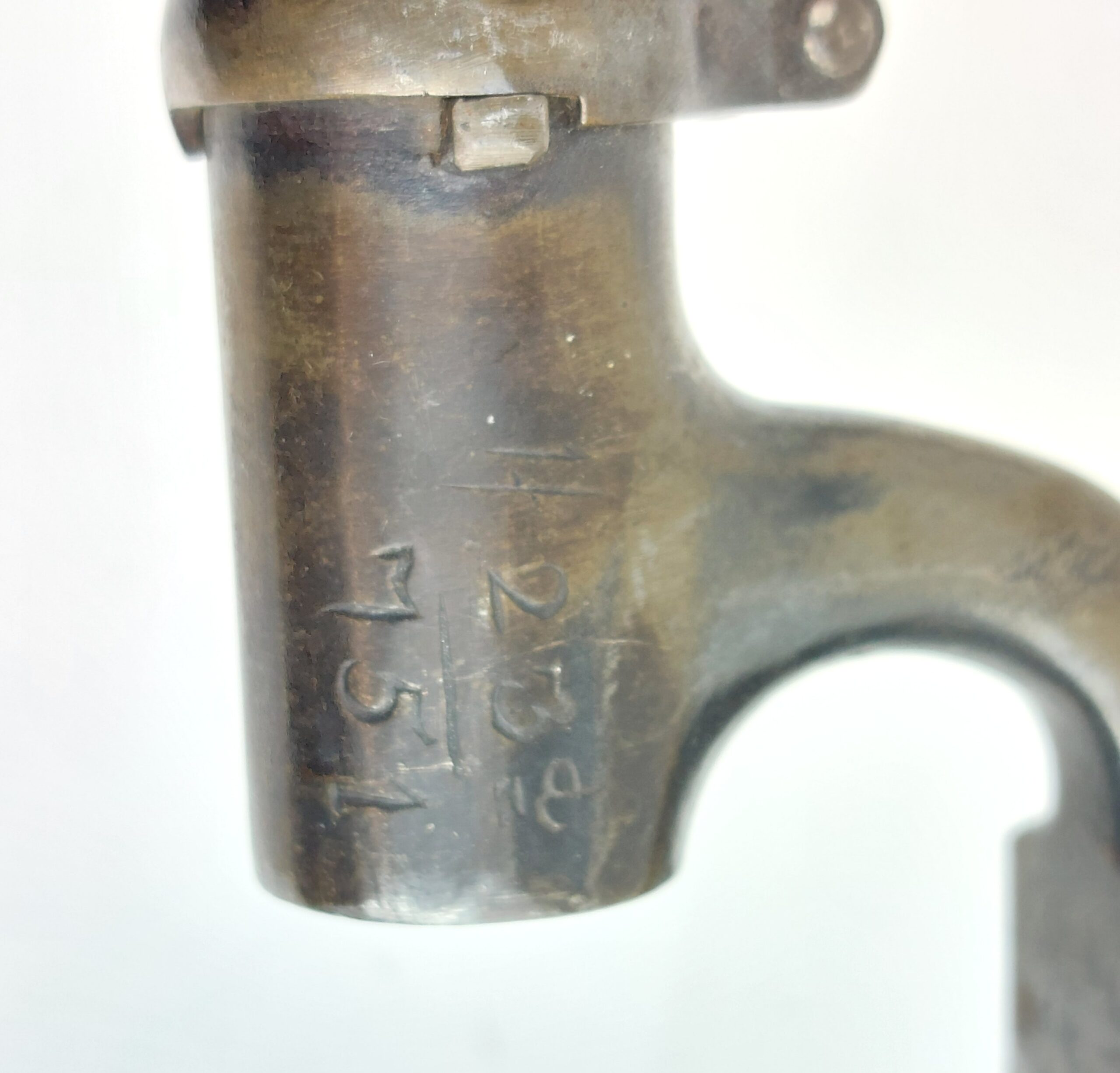 Confederate numbered P1853 Martini Socket Bayonet by Richard & William Aston of Birmingham with leather scabbard - Image 9