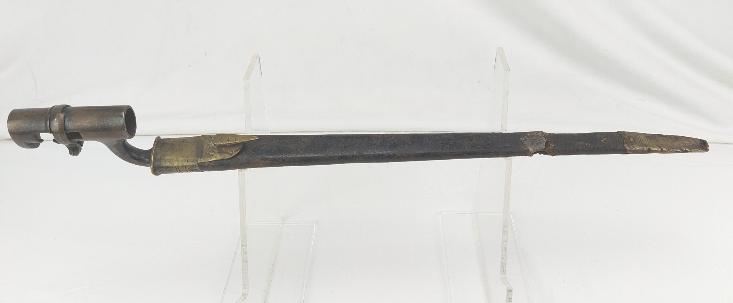 Confederate numbered P1853 Martini Socket Bayonet by Richard & William Aston of Birmingham with leather scabbard - Image 20