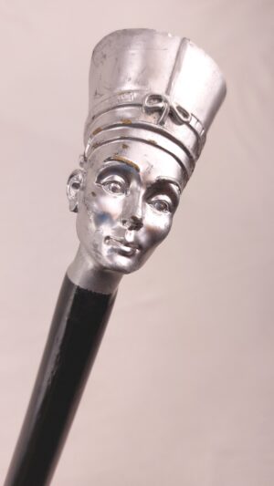 Elegant Hatted Lady topped Black Walking Stick
