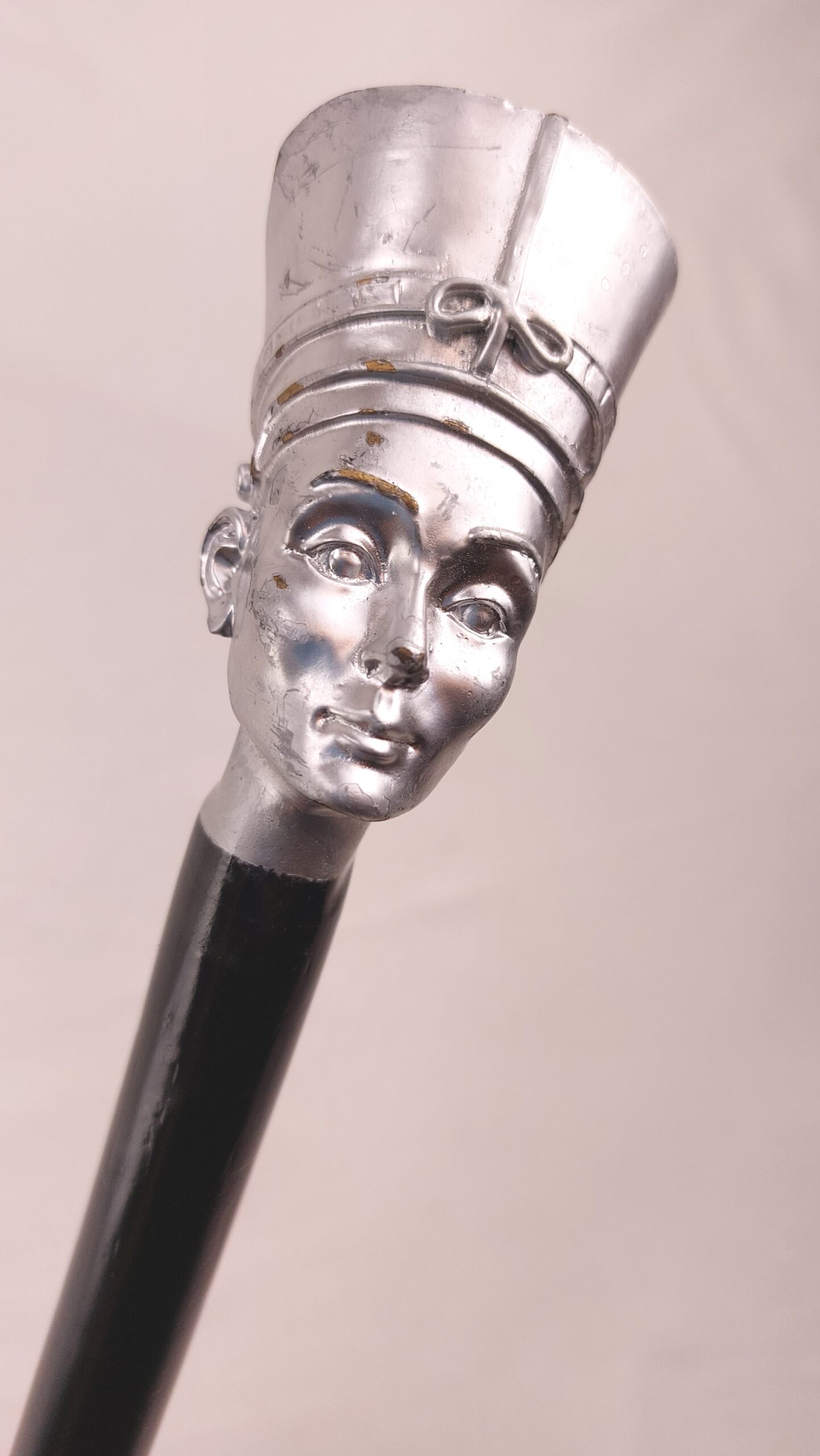 Elegant Hatted Lady topped Black Walking Stick