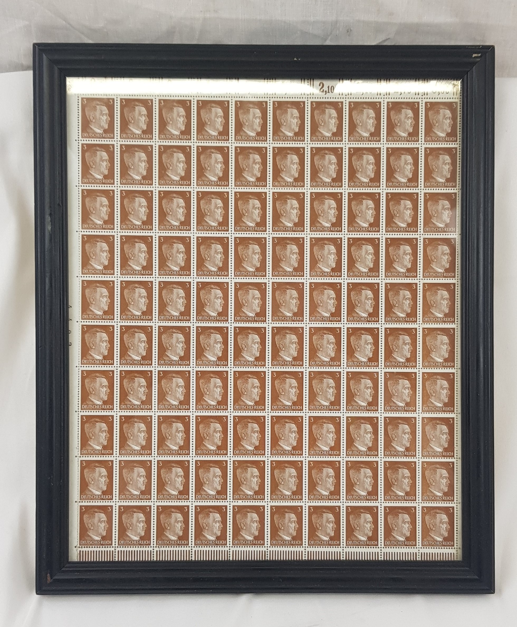 Framed Sheet Of Adolf Hitler Stamps
