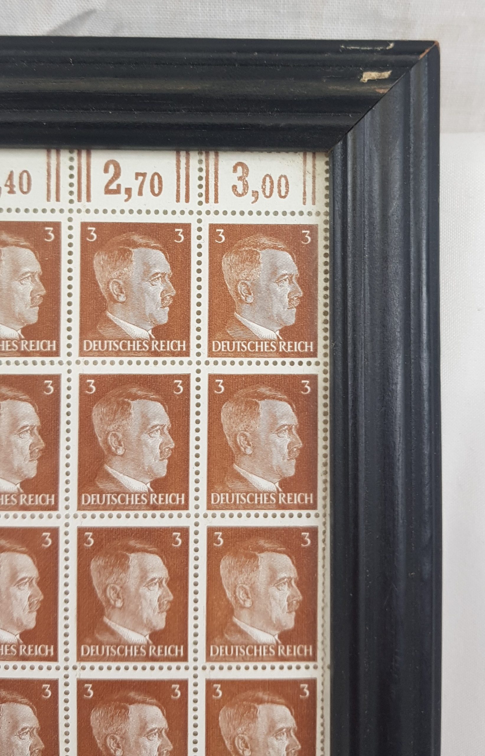 Framed Sheet Of Adolf Hitler Stamps - Image 3