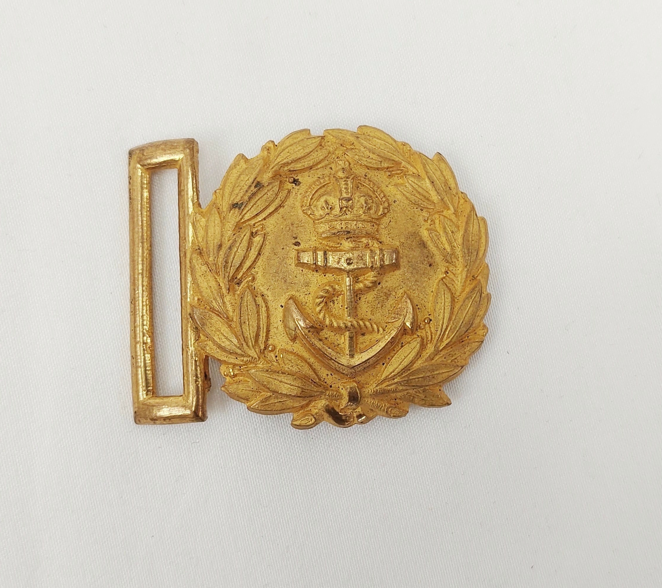 Gilt Brass Royal Navy officer's belt buckle king's crown