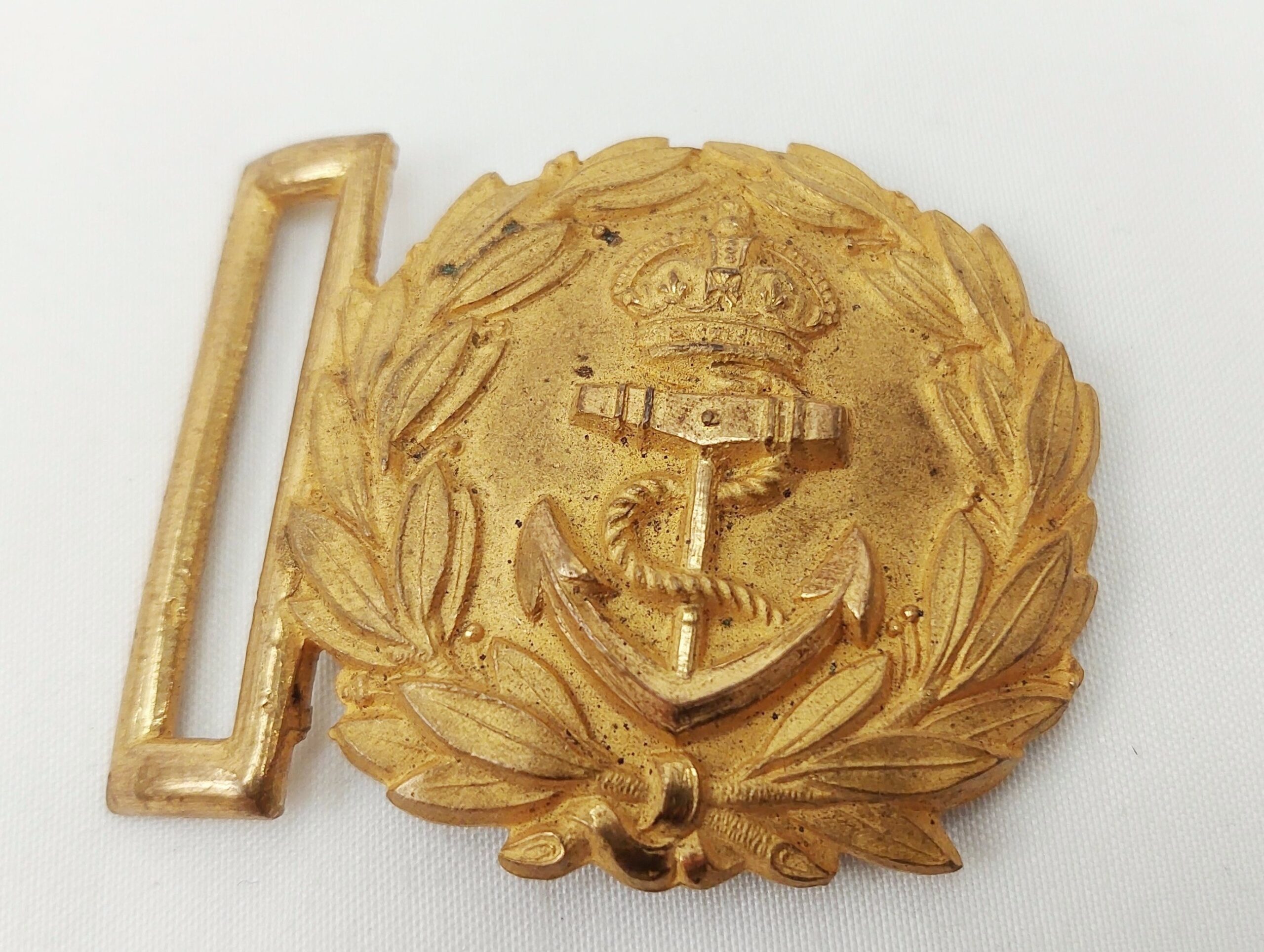 Gilt Brass Royal Navy officer's belt buckle king's crown - Image 3