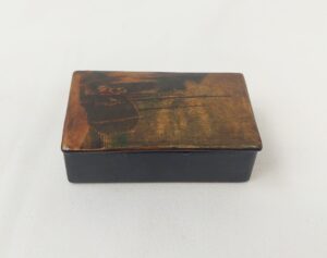 Victorian Papier Mache Snuff Box With Shipping Scene