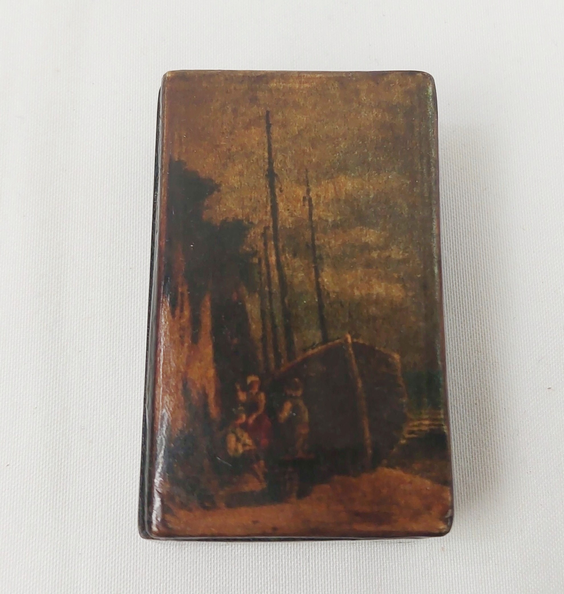 Victorian Papier Mache Snuff Box With Shipping Scene - Image 2