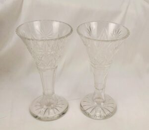 c1930’s Pair of Cut Glass Trumpet Vases