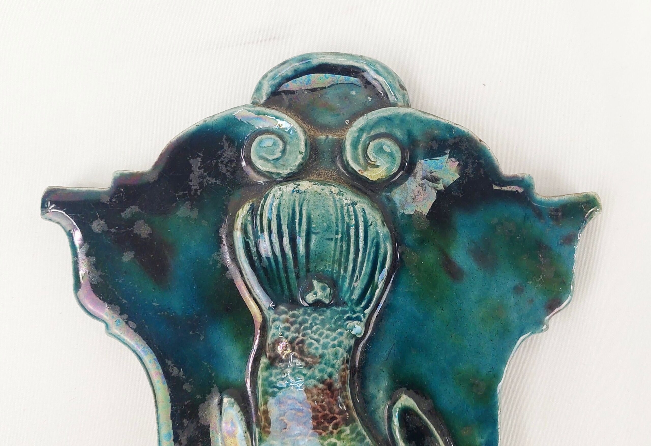 Victorian Majolica Fish Wall Pocket - Image 2