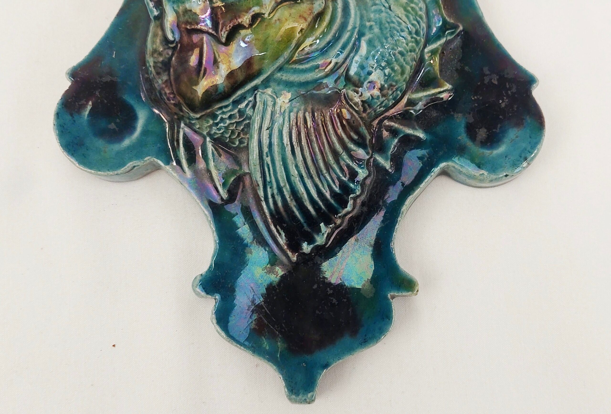 Victorian Majolica Fish Wall Pocket - Image 4