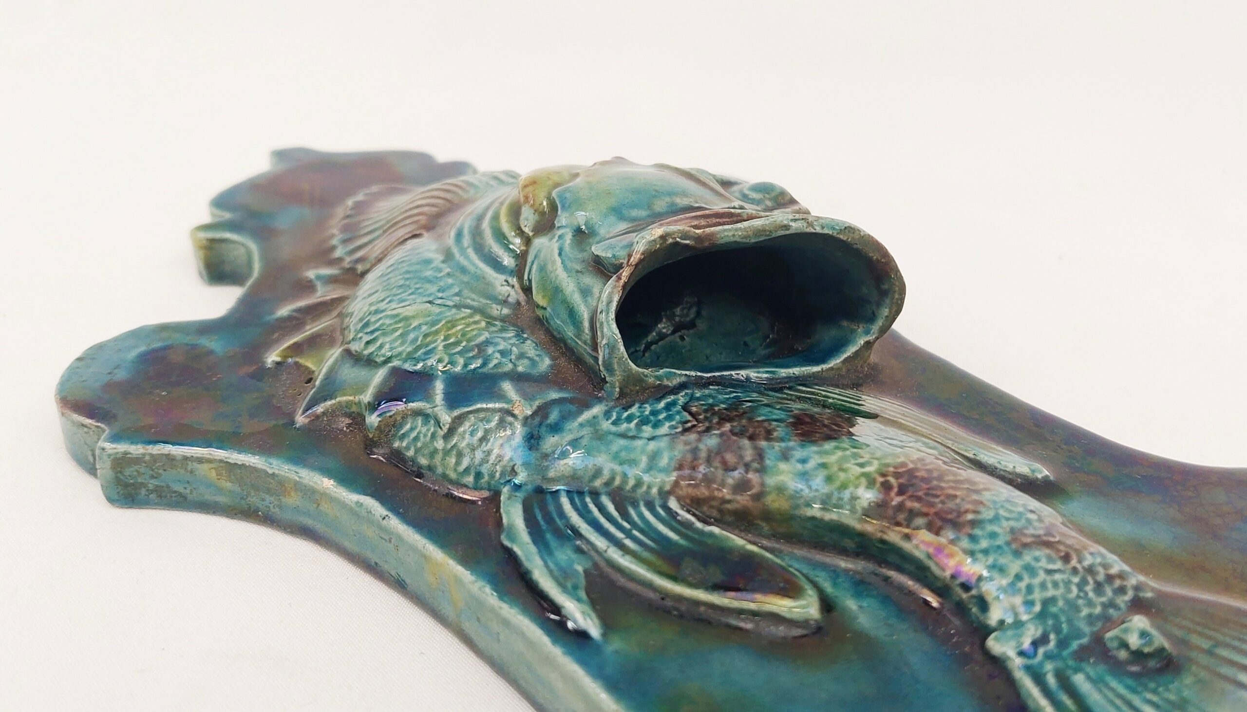 Victorian Majolica Fish Wall Pocket - Image 5