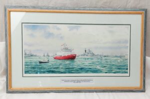 Signed Print HMS Gloucester & HMS Endurance Trafalgar 200 Fleet Review Colin M Baxter