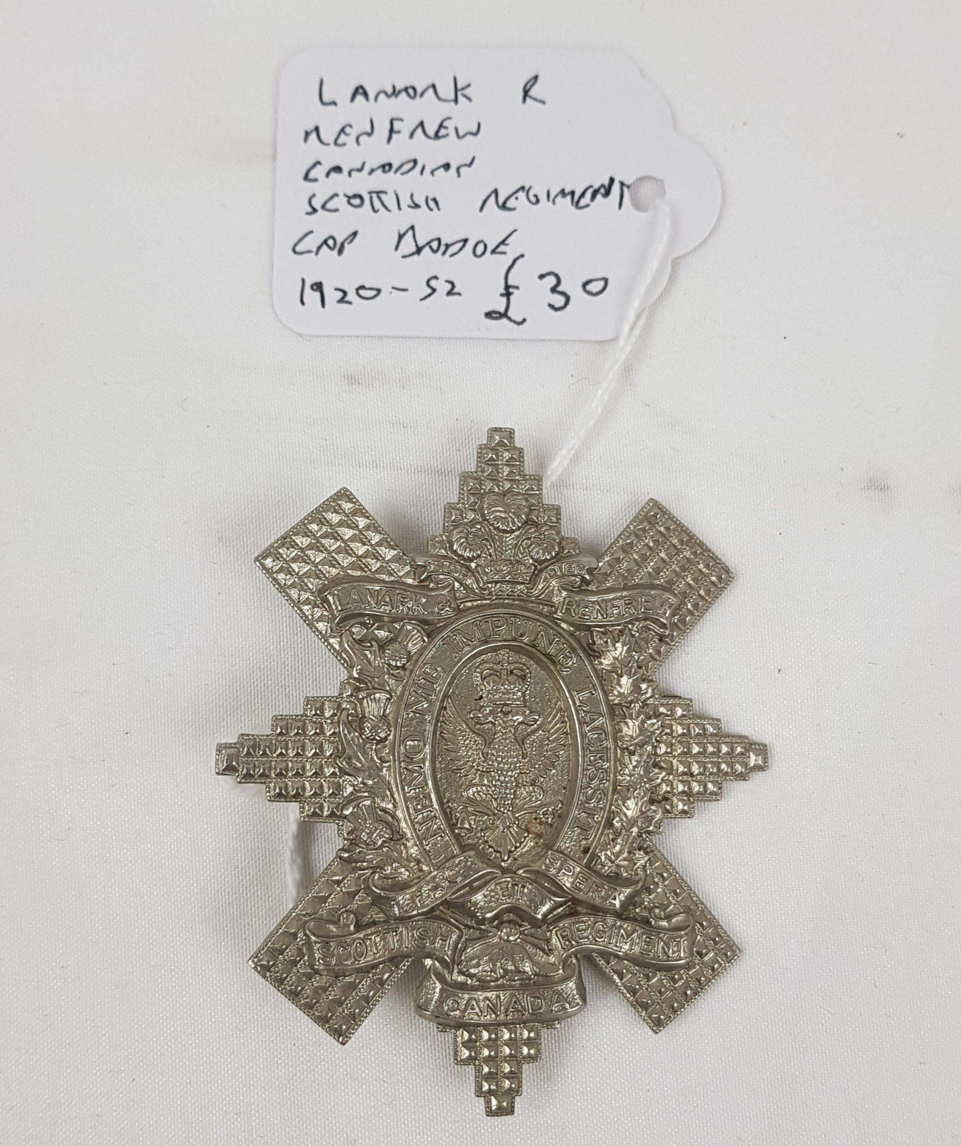 Lanark And Renfrew Canadian Scottish Regiment Cap Badge