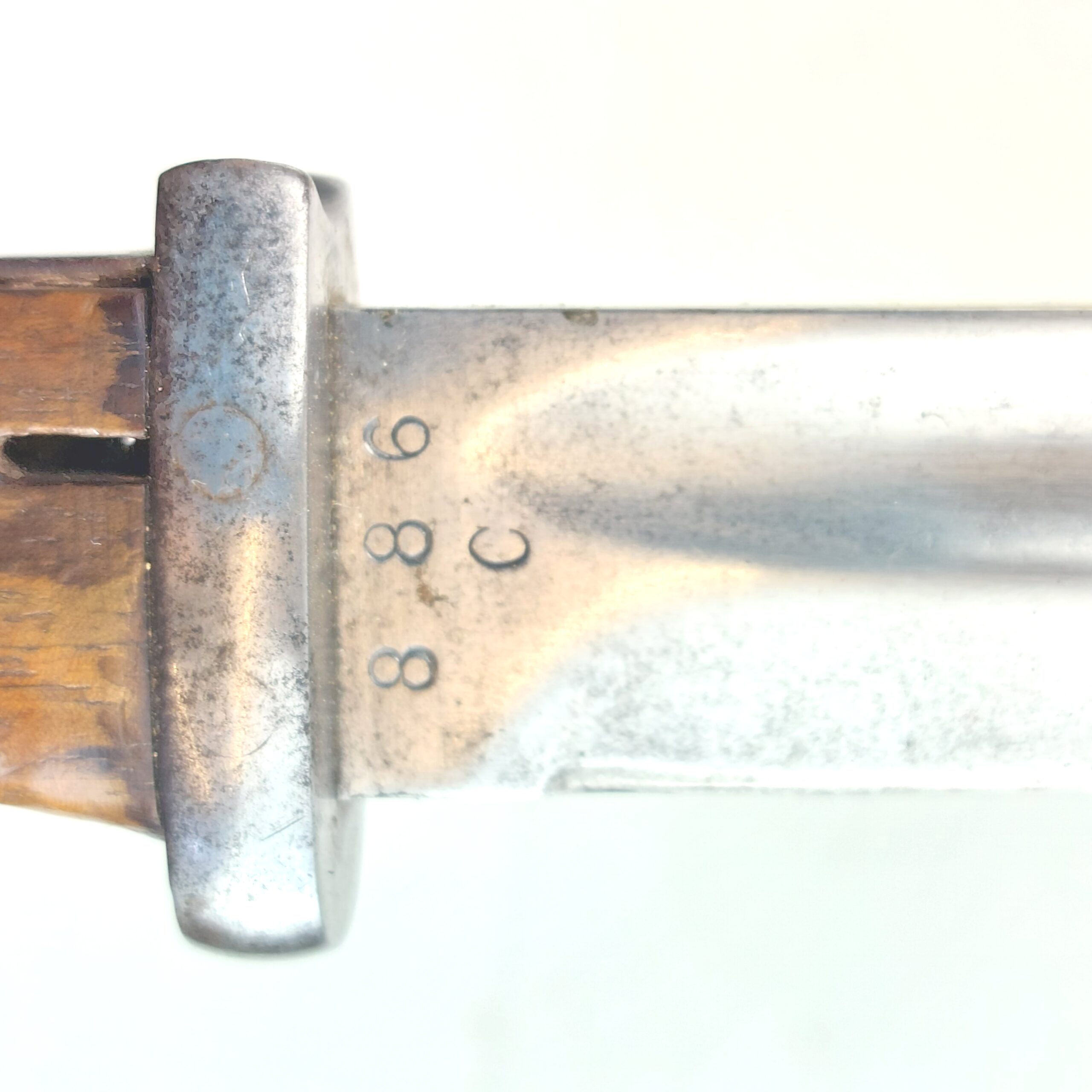 WW2 German Seitengewehr M1884/98 Mark III Bayonet with Wooden Grips and Scabbard for K98 Rifle - Image 13
