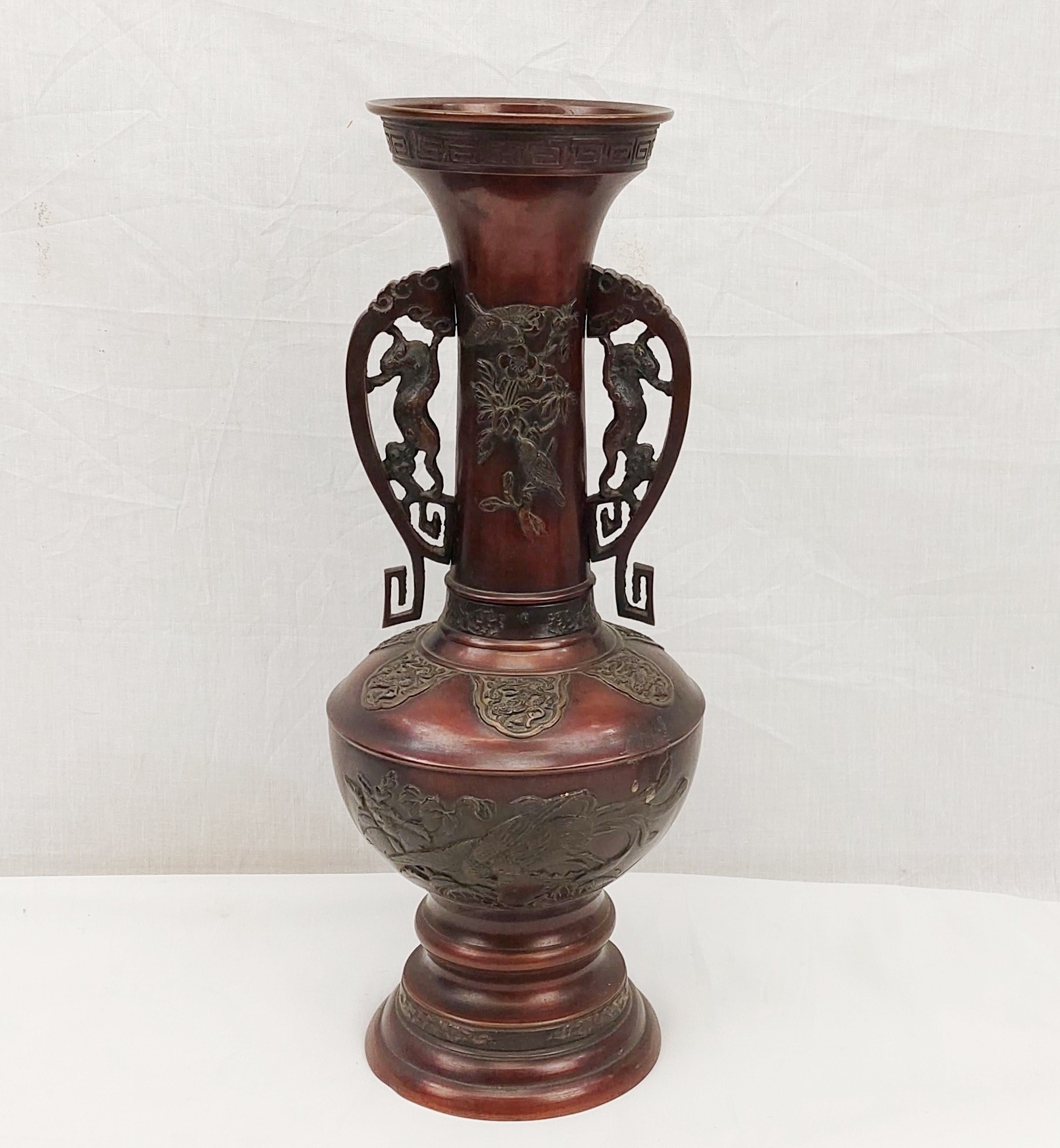 Pair Of Japanese Victorian 19th Century Bronze Vases - Image 2