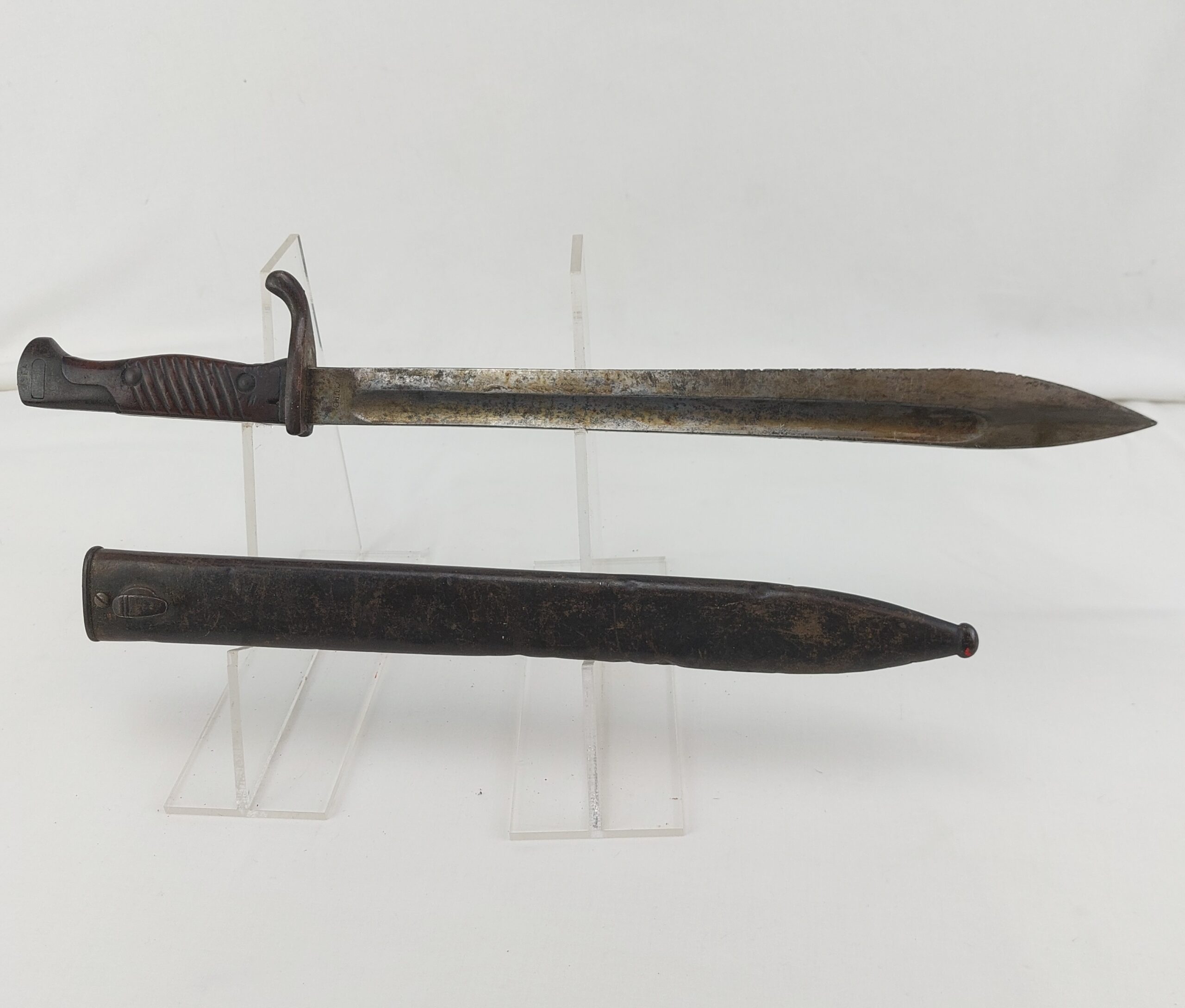 Rare WW1 German Butchers Bayonet by CITO, c1915, with Metal Scabbard