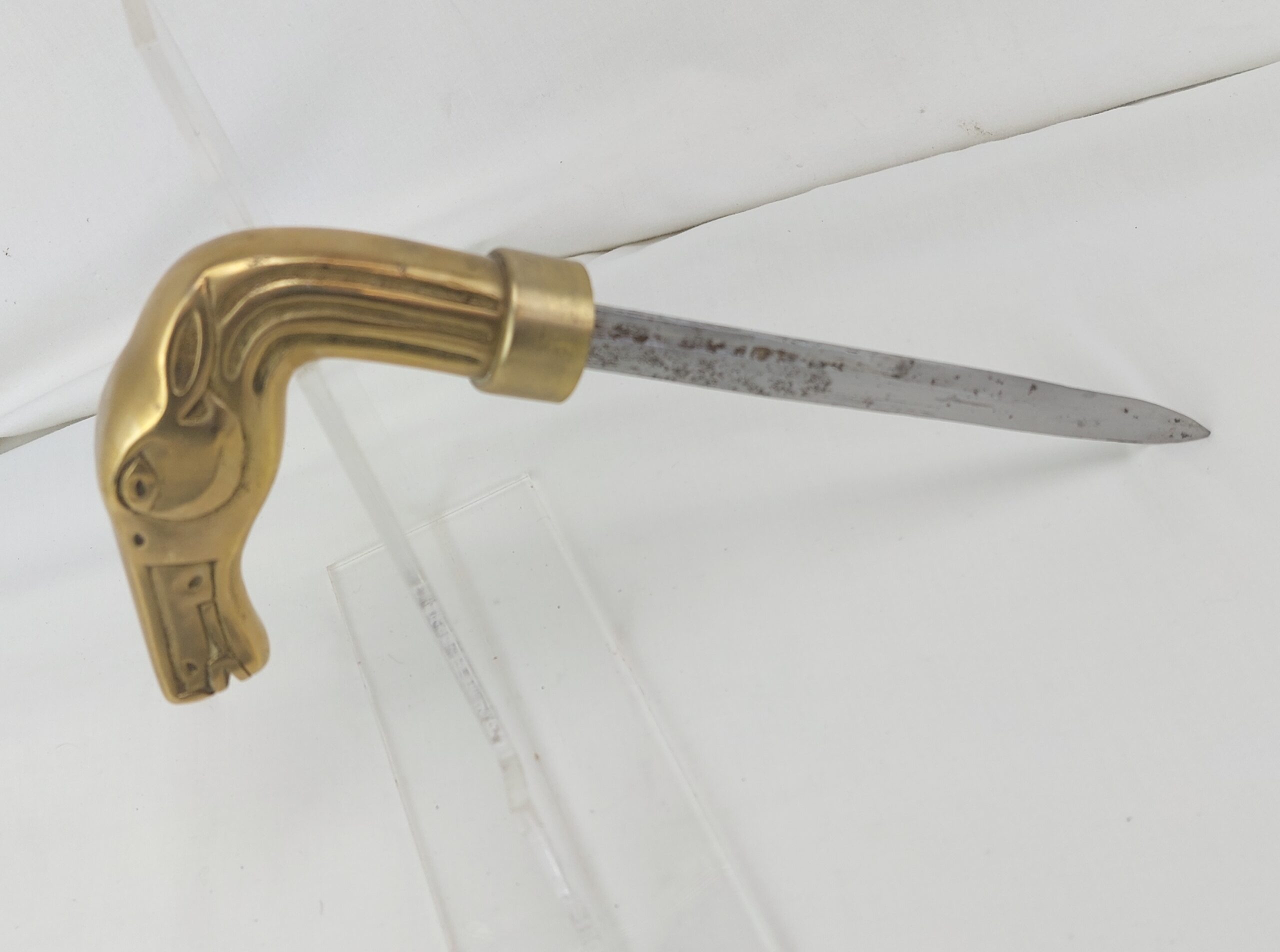Unusual, Brass Horse Headed, Collapsible, Black Sword Stick with Hidden Blade - Image 5