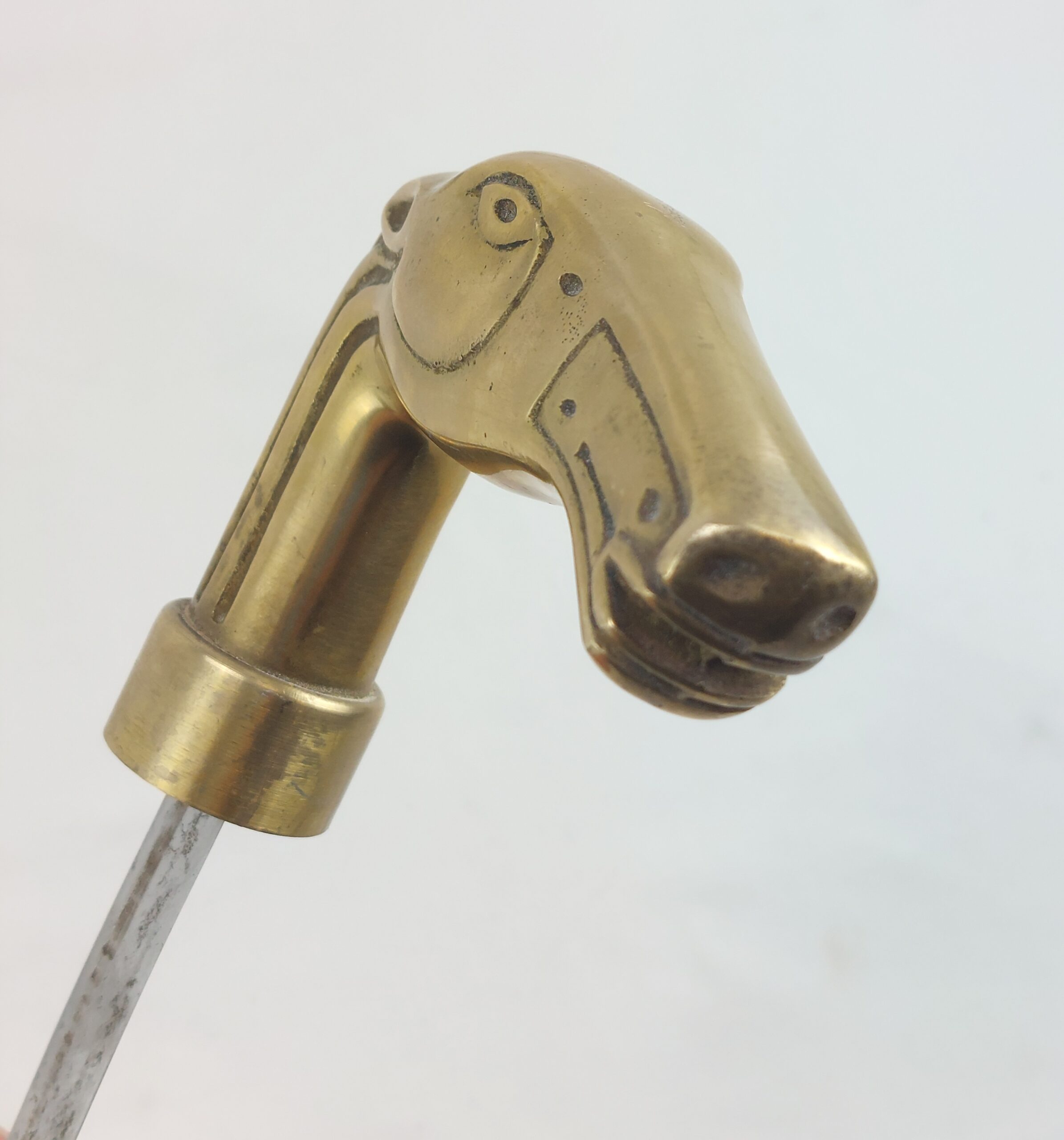 Unusual, Brass Horse Headed, Collapsible, Black Sword Stick with Hidden Blade - Image 7
