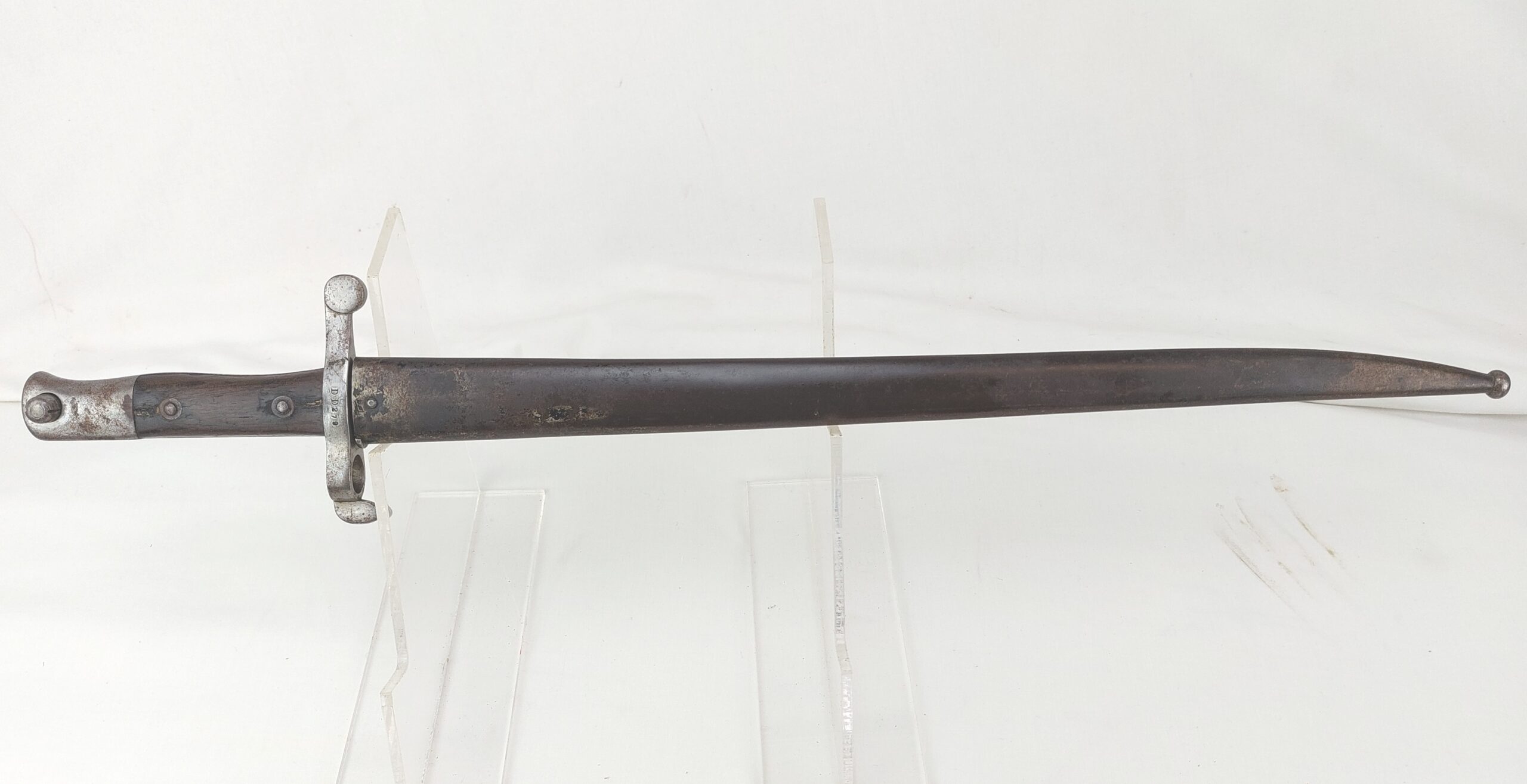 Rare: WW1, Portuguese M1885 Guedes/Kropatshek Yataghan Bayonet and Metal Scabbard - Image 9
