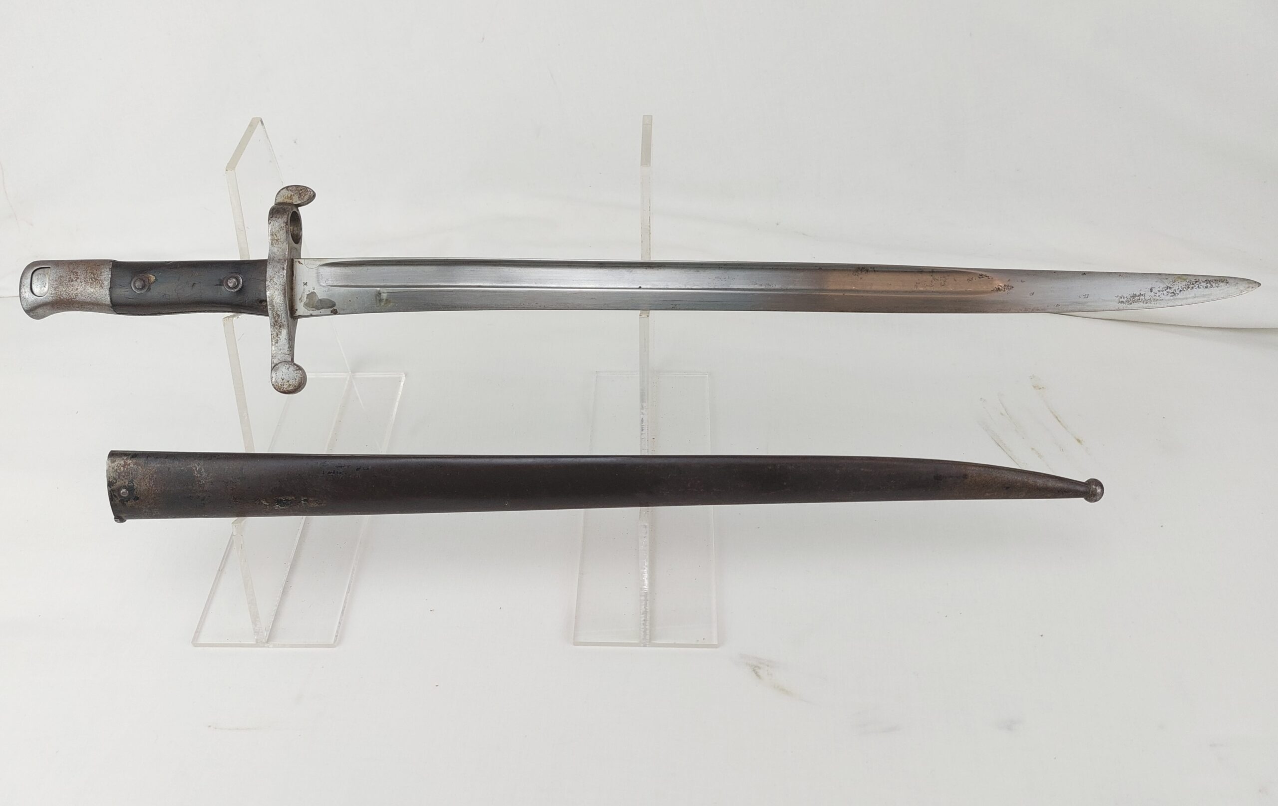 Rare: WW1, Portuguese M1885 Guedes/Kropatshek Yataghan Bayonet and Metal Scabbard
