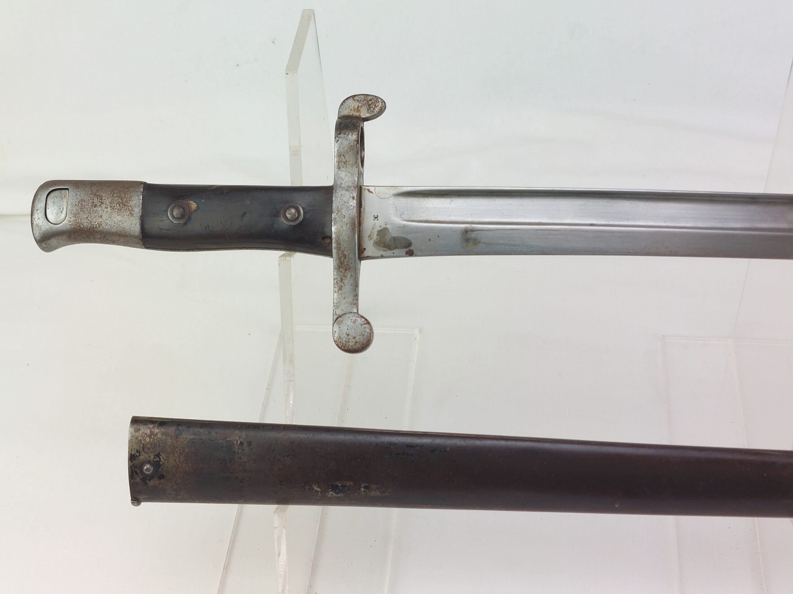 Rare: WW1, Portuguese M1885 Guedes/Kropatshek Yataghan Bayonet and Metal Scabbard - Image 2