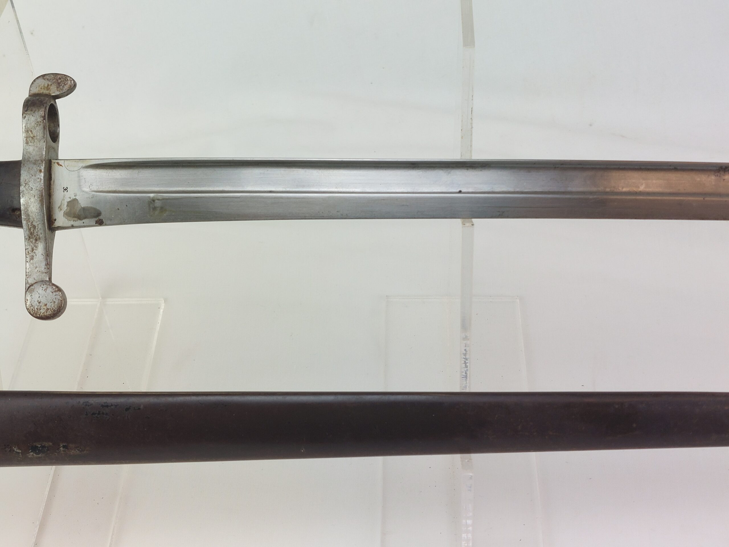 Rare: WW1, Portuguese M1885 Guedes/Kropatshek Yataghan Bayonet and Metal Scabbard - Image 3