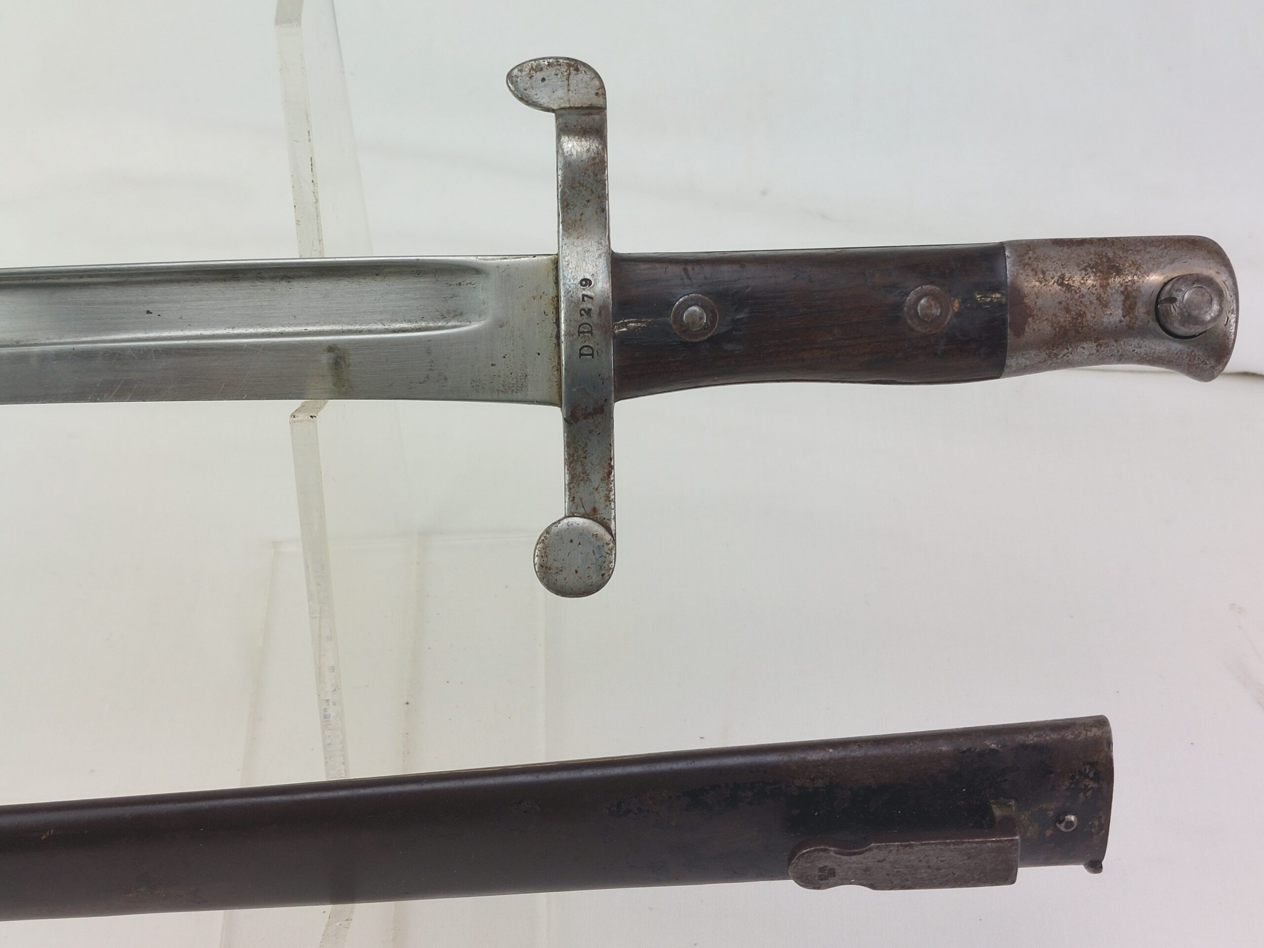 Rare: WW1, Portuguese M1885 Guedes/Kropatshek Yataghan Bayonet and Metal Scabbard - Image 6