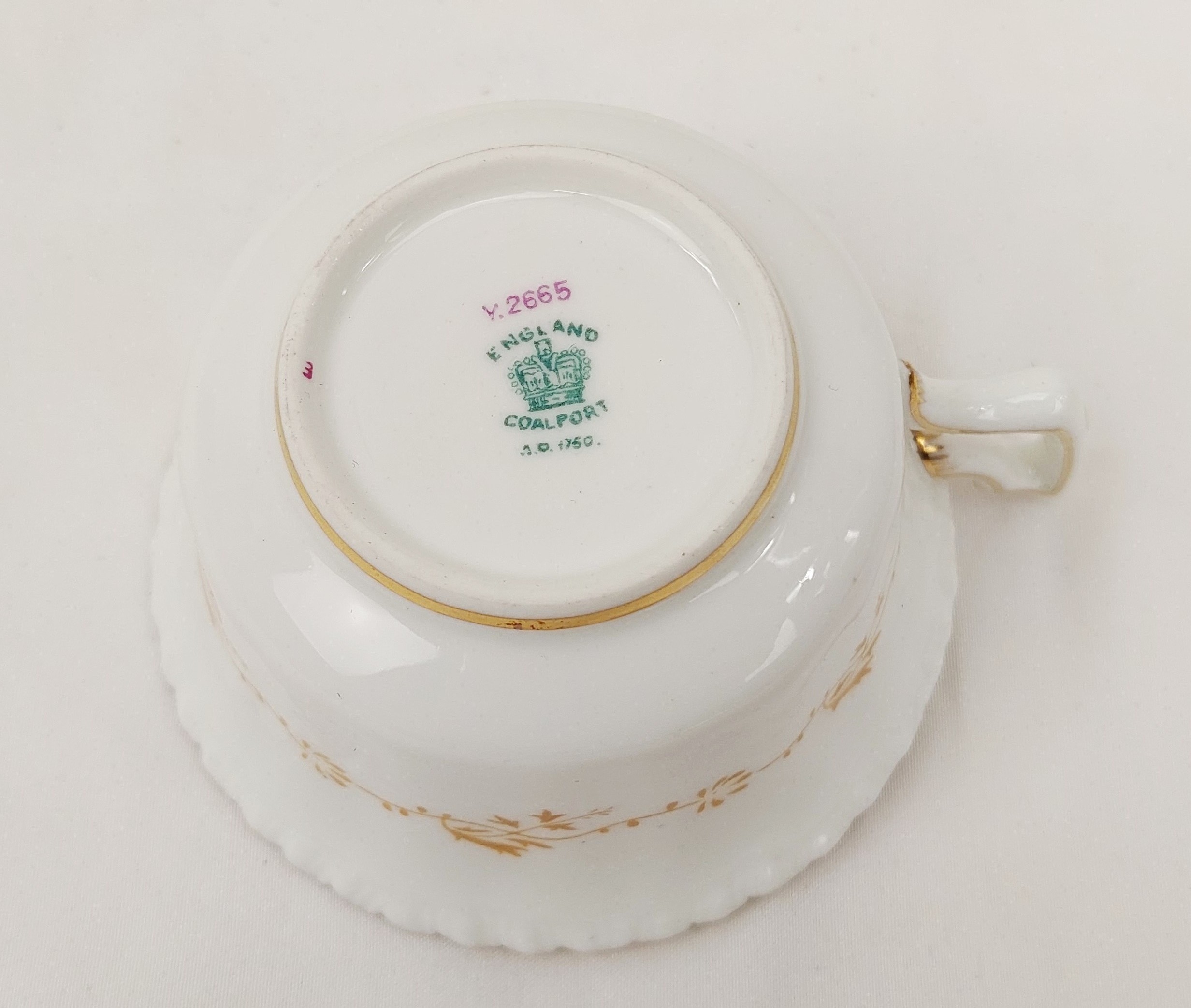 c1900 Coalport Gilt Floral Cup, Saucer And Teaplate Trio - Image 5