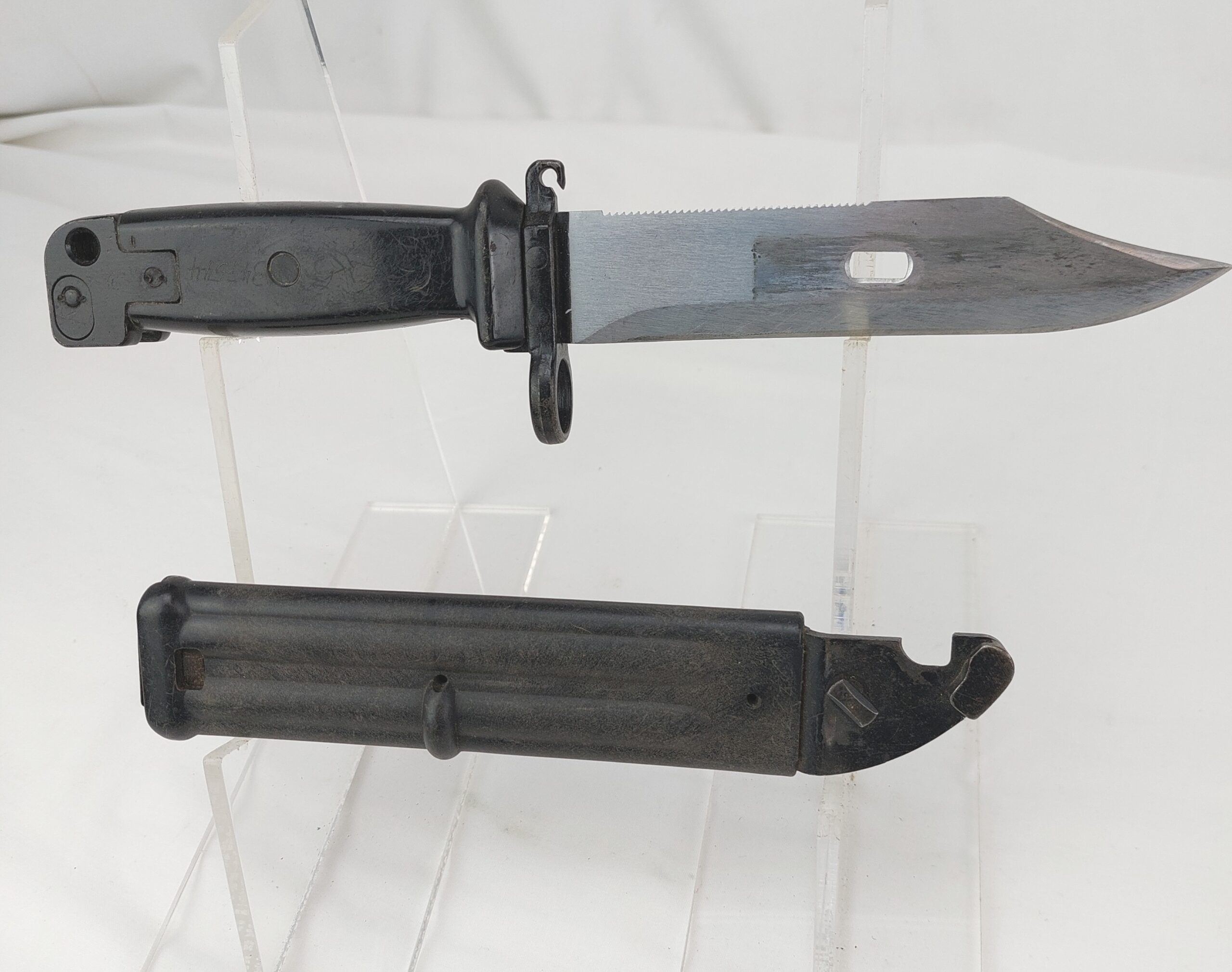 East German AKM Type II Bayonet G36 Conversion and Scabbard. 1996.