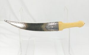 Elegant, Bone Handled Russian Officers Dagger / Babut with Silver and Green Velvet Scabbard