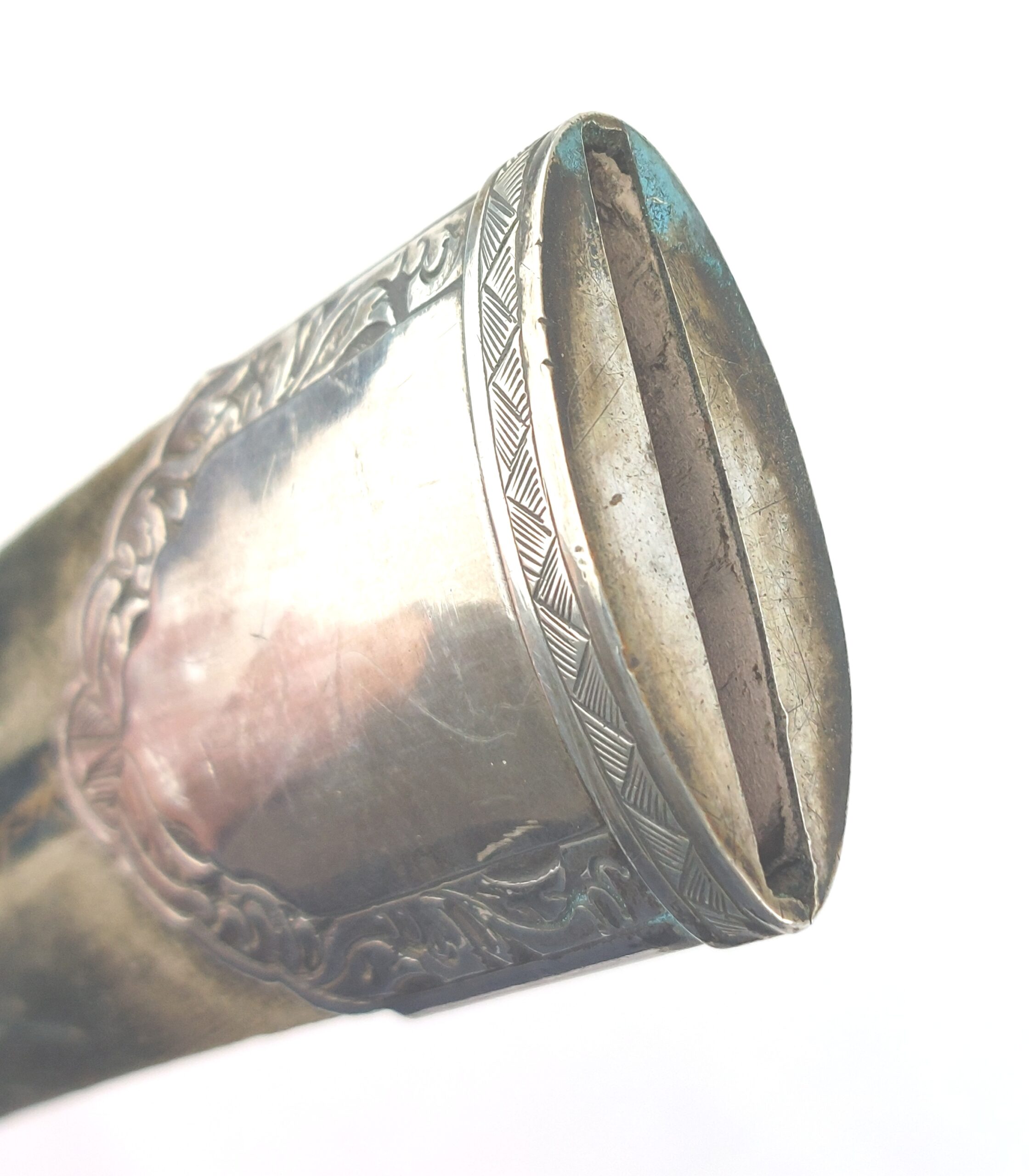 Elegant, Bone Handled Russian Officers Dagger / Babut with Silver and Green Velvet Scabbard - Image 16