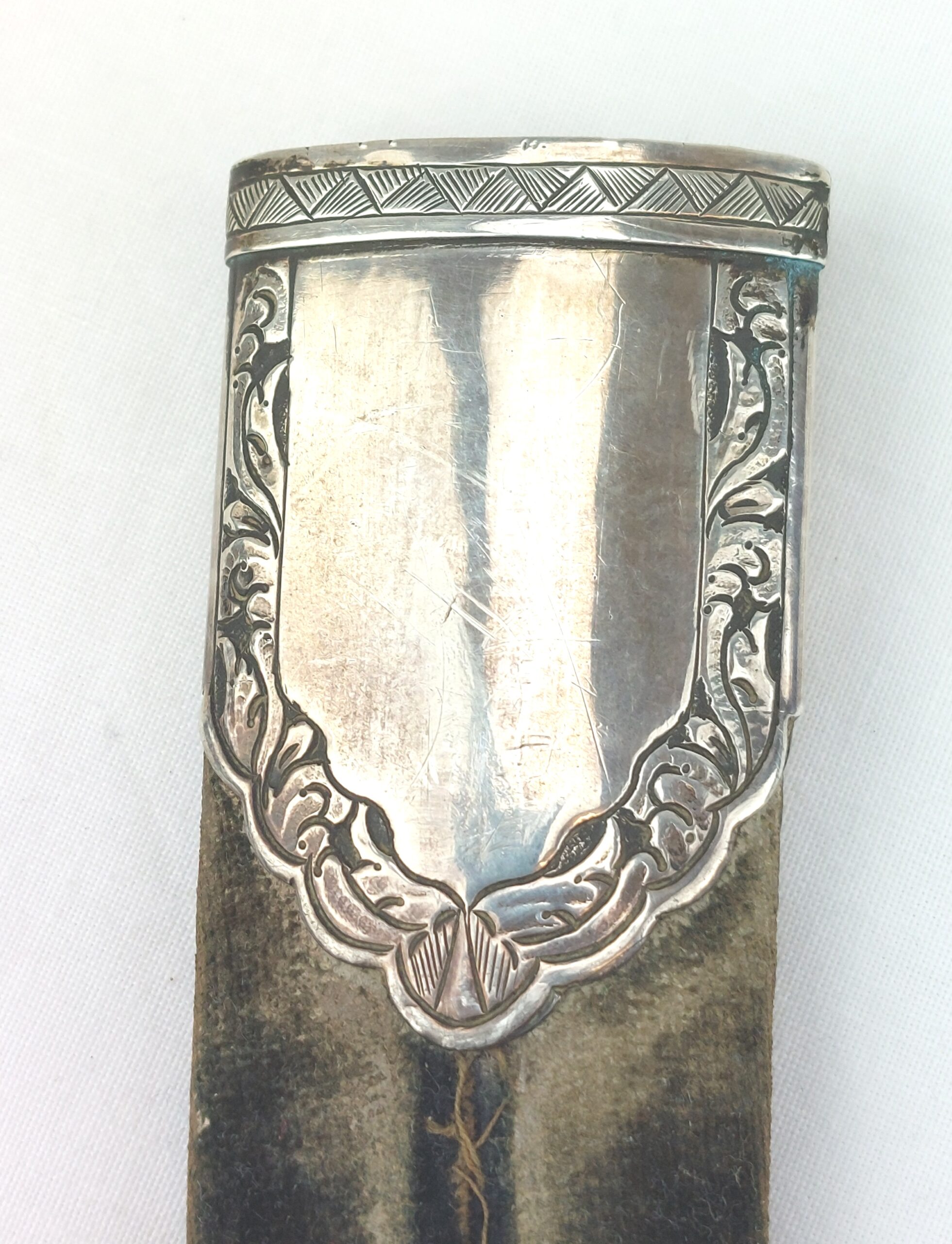 Elegant, Bone Handled Russian Officers Dagger / Babut with Silver and Green Velvet Scabbard - Image 17