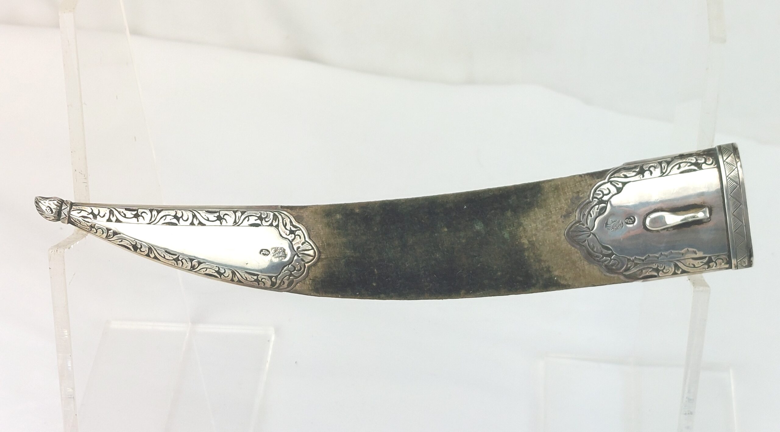 Elegant, Bone Handled Russian Officers Dagger / Babut with Silver and Green Velvet Scabbard - Image 5