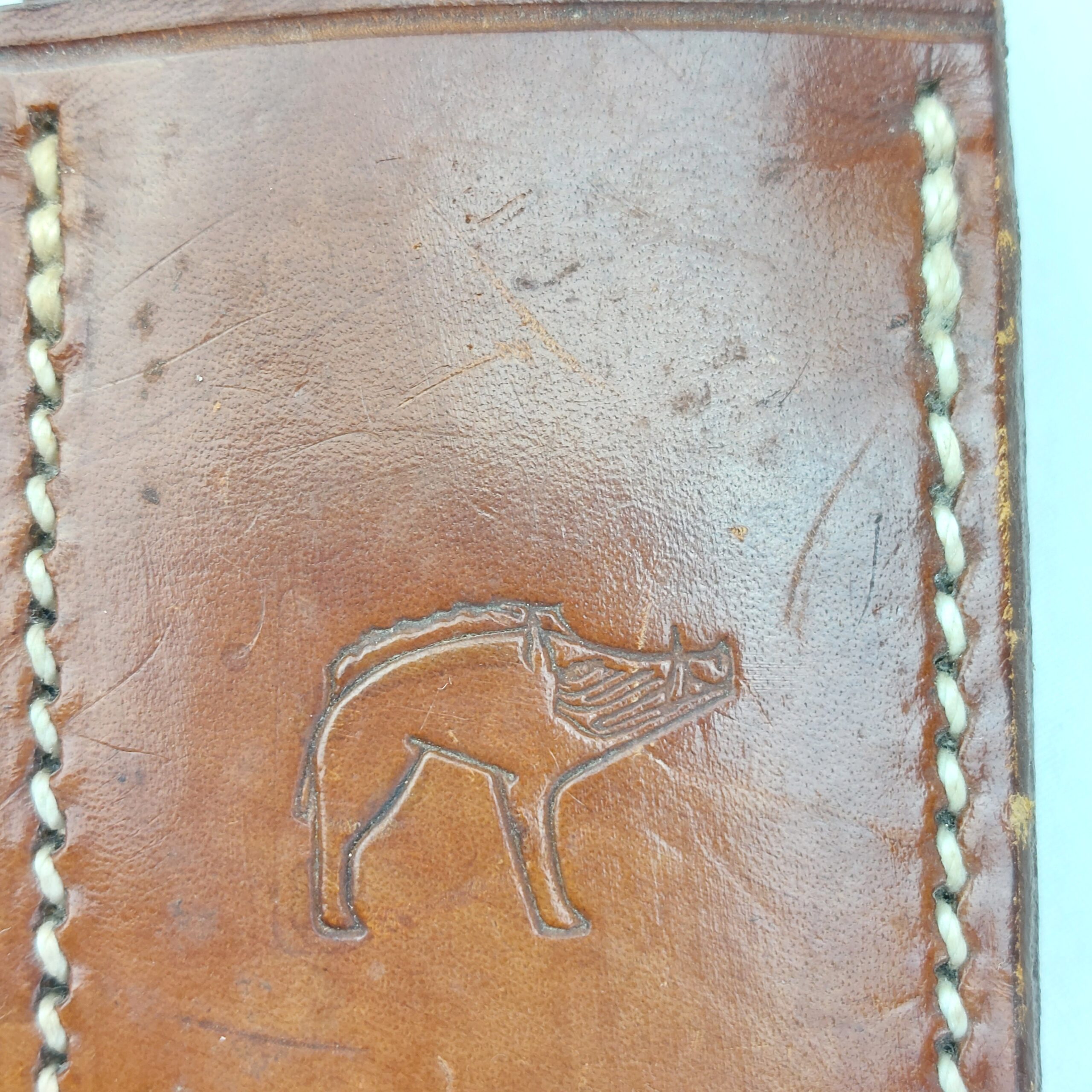 Immaculate Bowie Knife with Warthog Logo and Leather Sheath - Image 15
