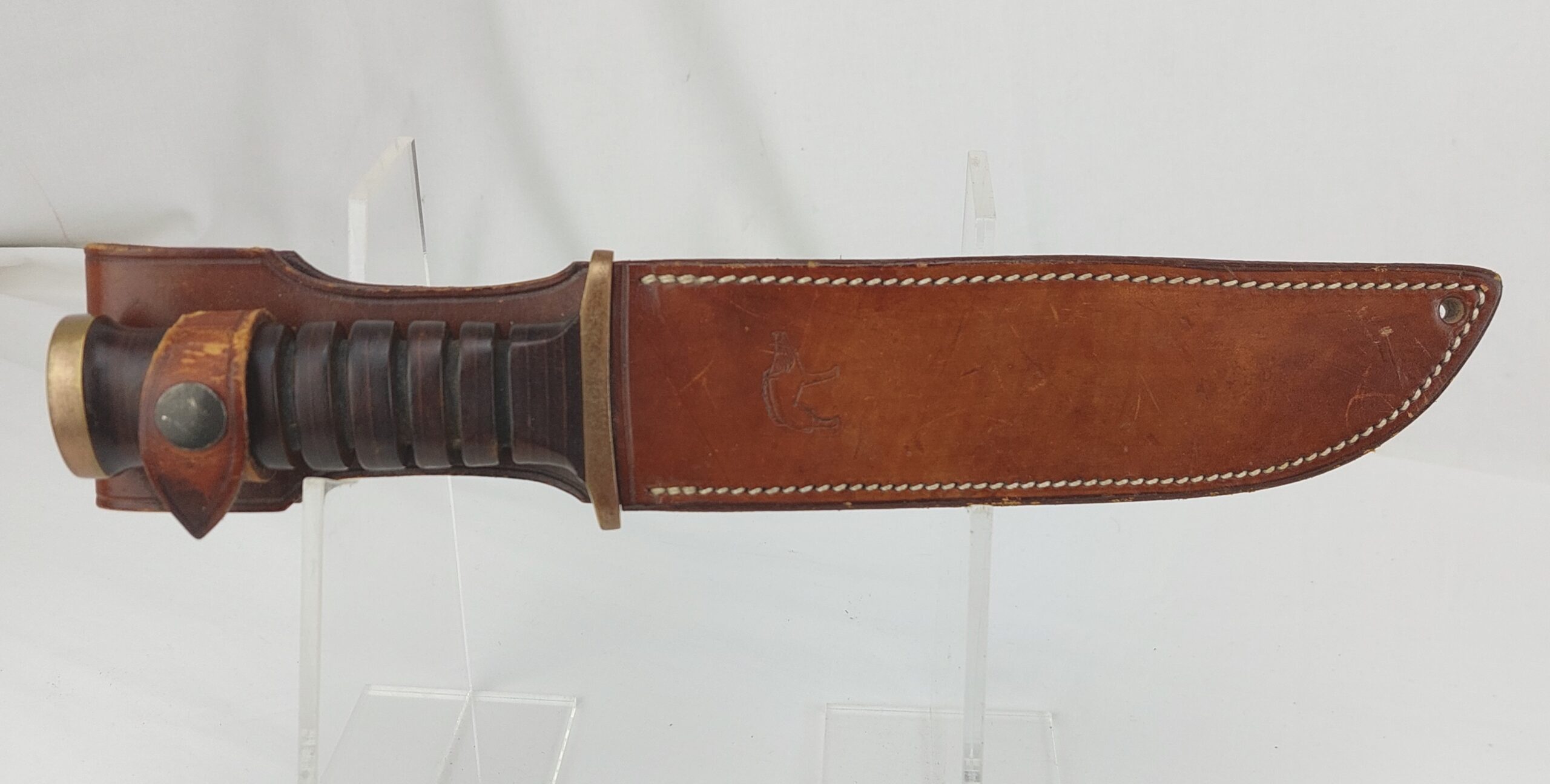 Immaculate Bowie Knife with Warthog Logo and Leather Sheath - Image 7