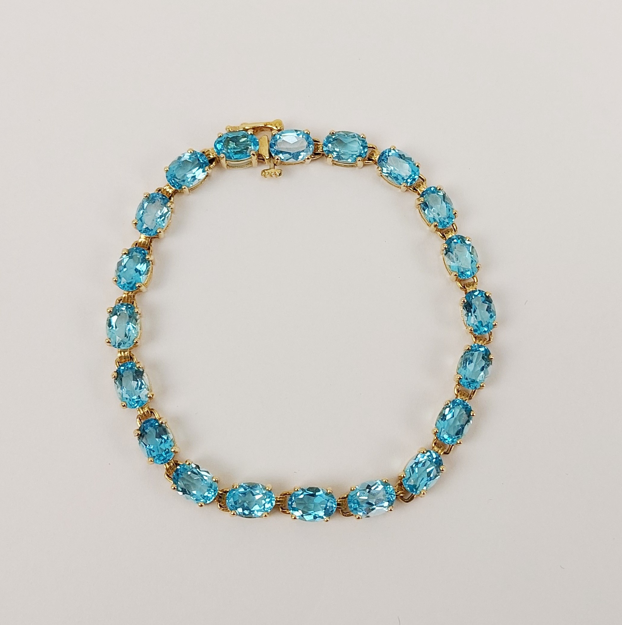 14ct Gold Blue Topaz Bracelet & Earrings Set - Image 2