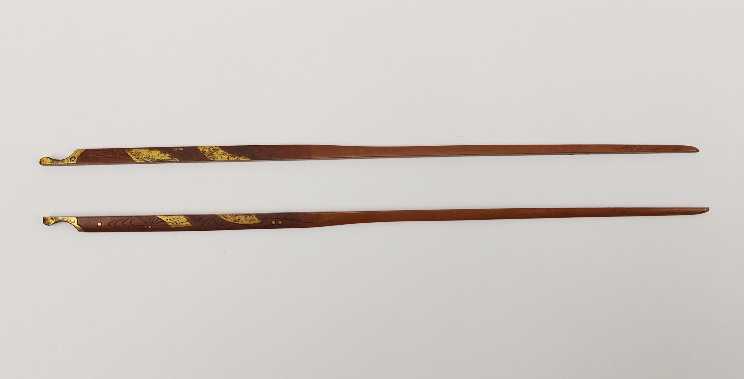 Pair Of Japanese Edo Period Gold Inlaid Katana Kogai