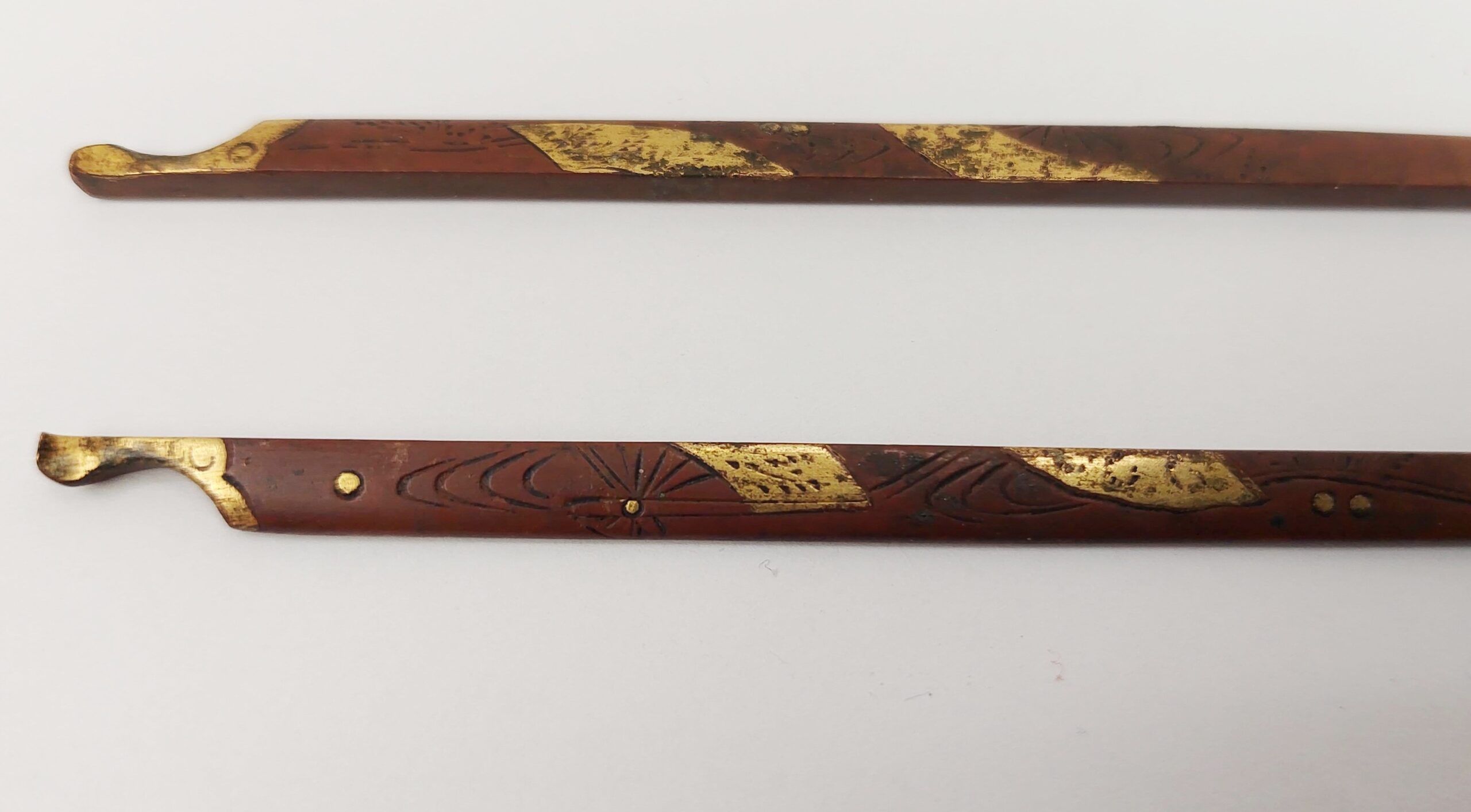 Pair Of Japanese Edo Period Gold Inlaid Katana Kogai - Image 4